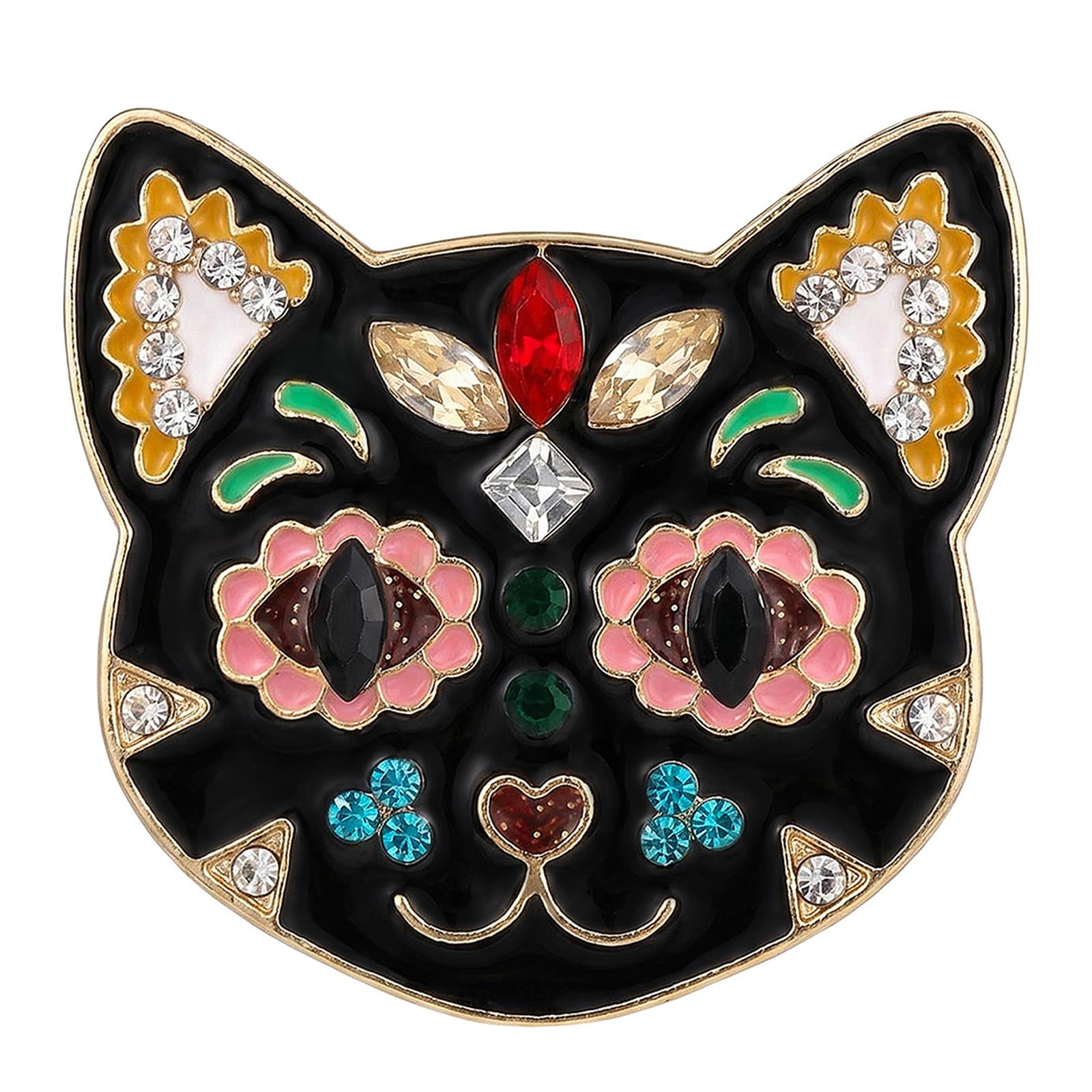 Ljmyy Lovely And Playful Enameled Kitten Brooch Pin With Sparkling Rhinestones For Women Fashion Accessories