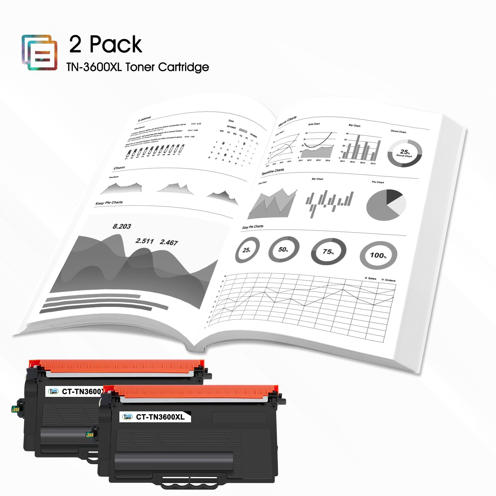 TN-3600XL TN-3600 TN3600XL TN3600 HL-L5210DN Toner Con Chip 2-Pack | Compatibile per Brother TN3600XL MFC-L5710DW MFC-L5710DN MFC-L6710DW HL-L6210DW DCP-L5510DW MFC-L6910DN HL-L5210DW HL-L5215DN