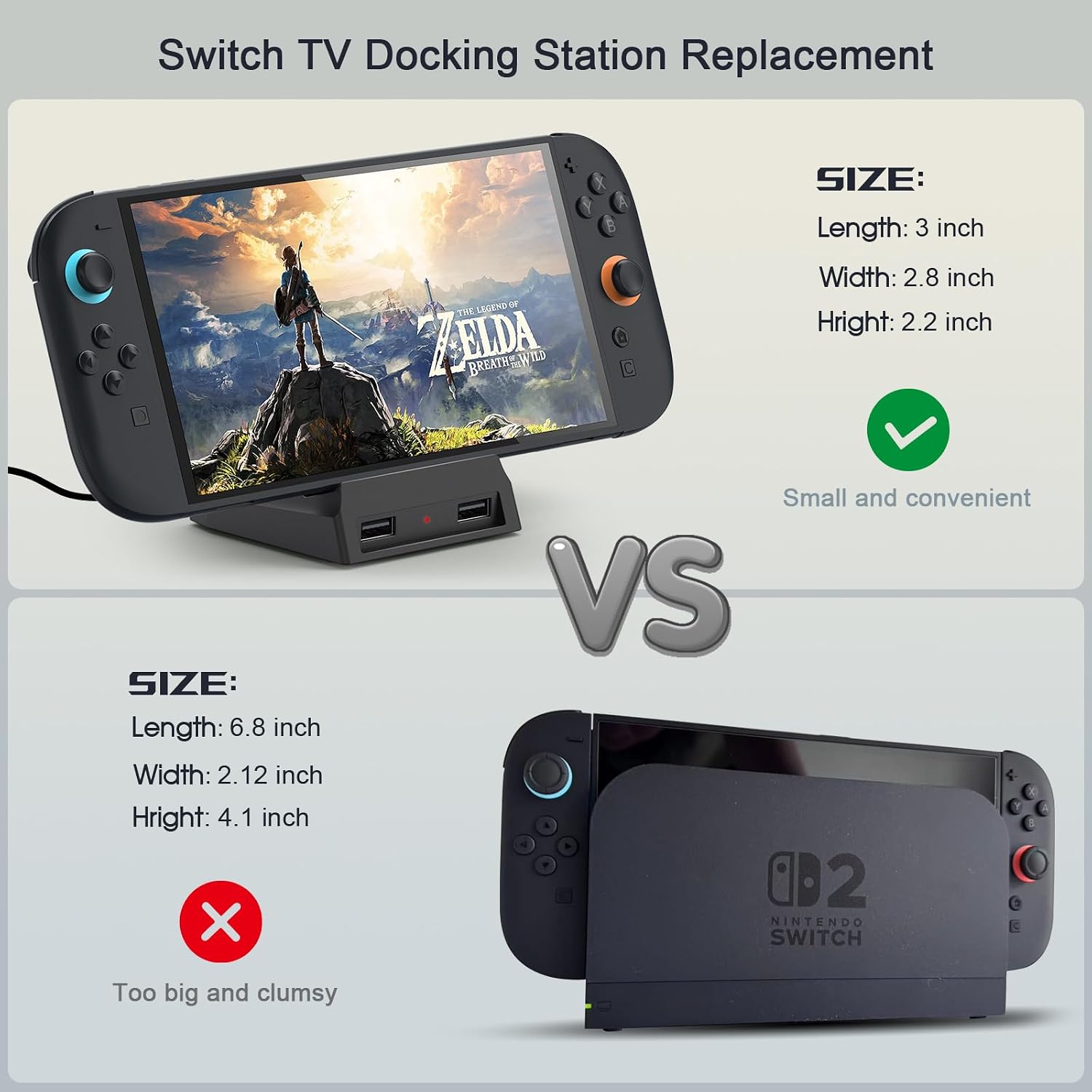 ID CHINSION Dock for Nintendo Switch 2, Portable TV Docking Station Replacement with 4K HDMI/Type C/USB Port for Official Switch 2