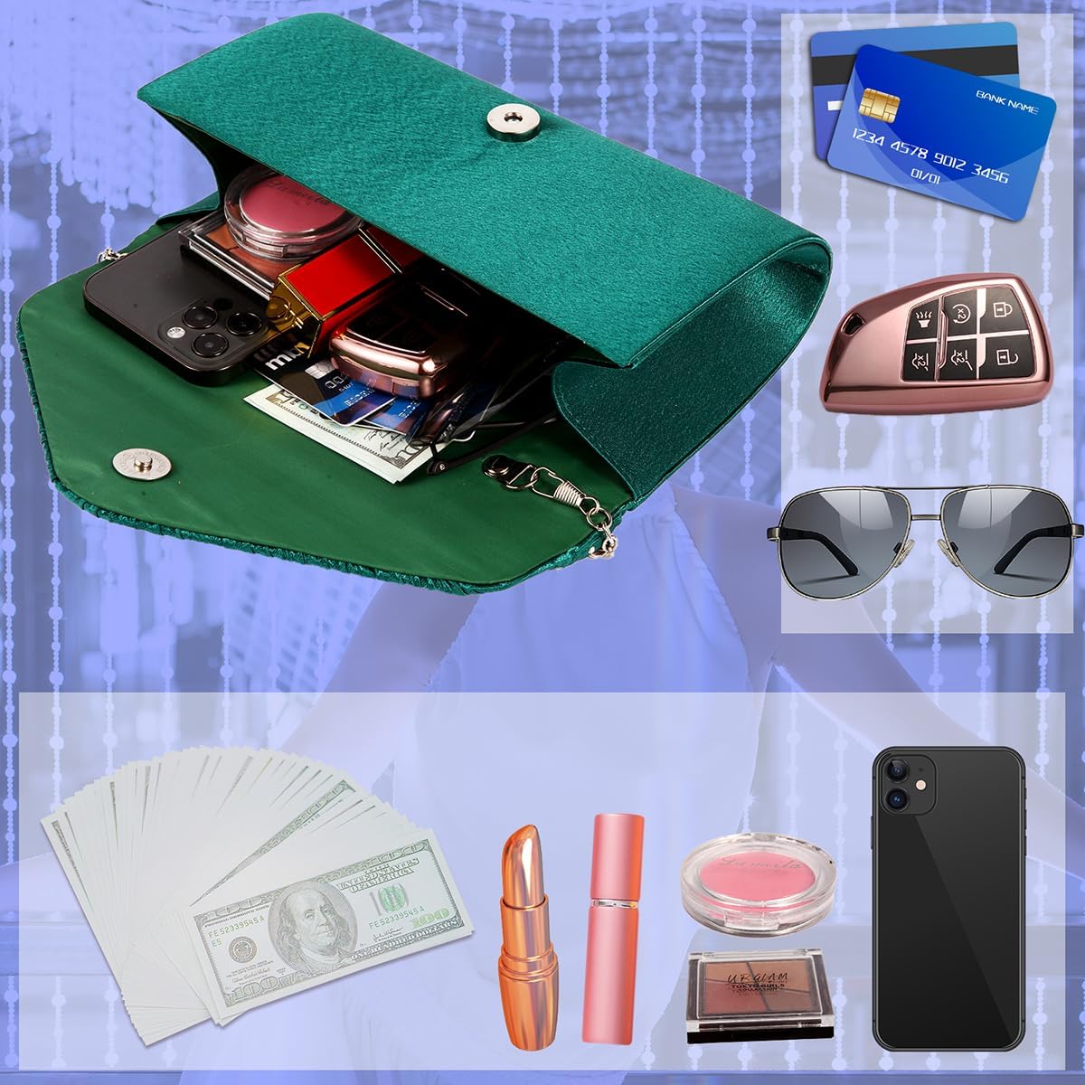 BBjinronjy Clutch Purses for Women Evening Bag Formal Rhinestone Handbags for Wedding Party Cocktail Prom Dinner - Image 5