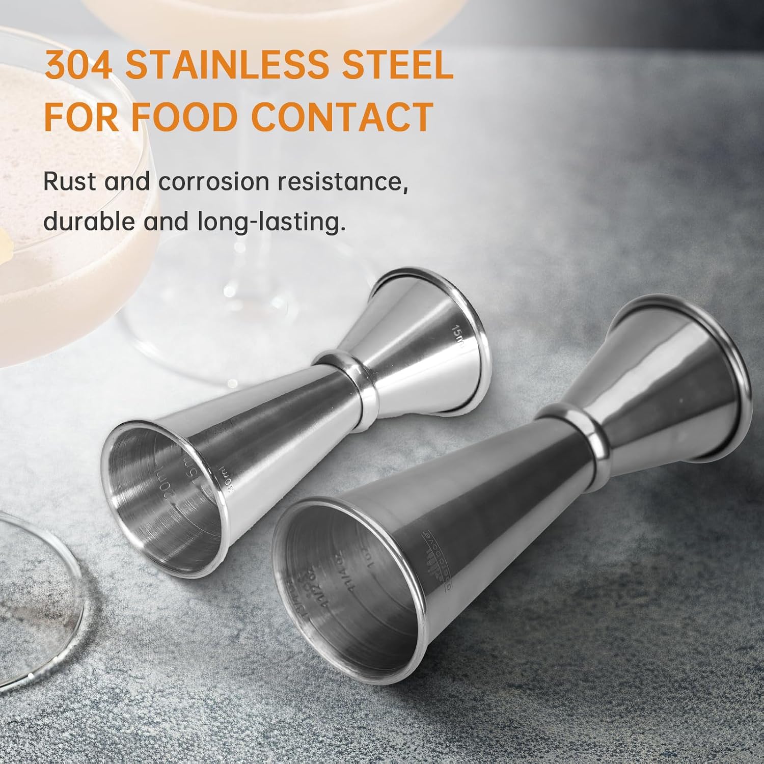 cocktail jigger，double-sided jigs made of stainless steel, 2 oz & 1 oz and 1/2 oz & 1 oz Precise Bartender Tool for Cocktail Shaker Sets,jigger for bartending, Home Bars & Mixology