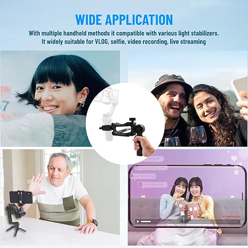 Miniatura 6 de Estabilizador de cardán para teléfonos inteligentes, cardán de teléfono de 3 ejes, extensión flexible antichoque con soporte de soporte,