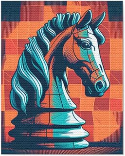 DIY 3D Diamond Painting Drawing Pictures by Number Kits Chess Horse Retro Cross Stitch Crystal Rhinestone Embroidery Paintings Pictures Arts Craft for Home Wall Decor