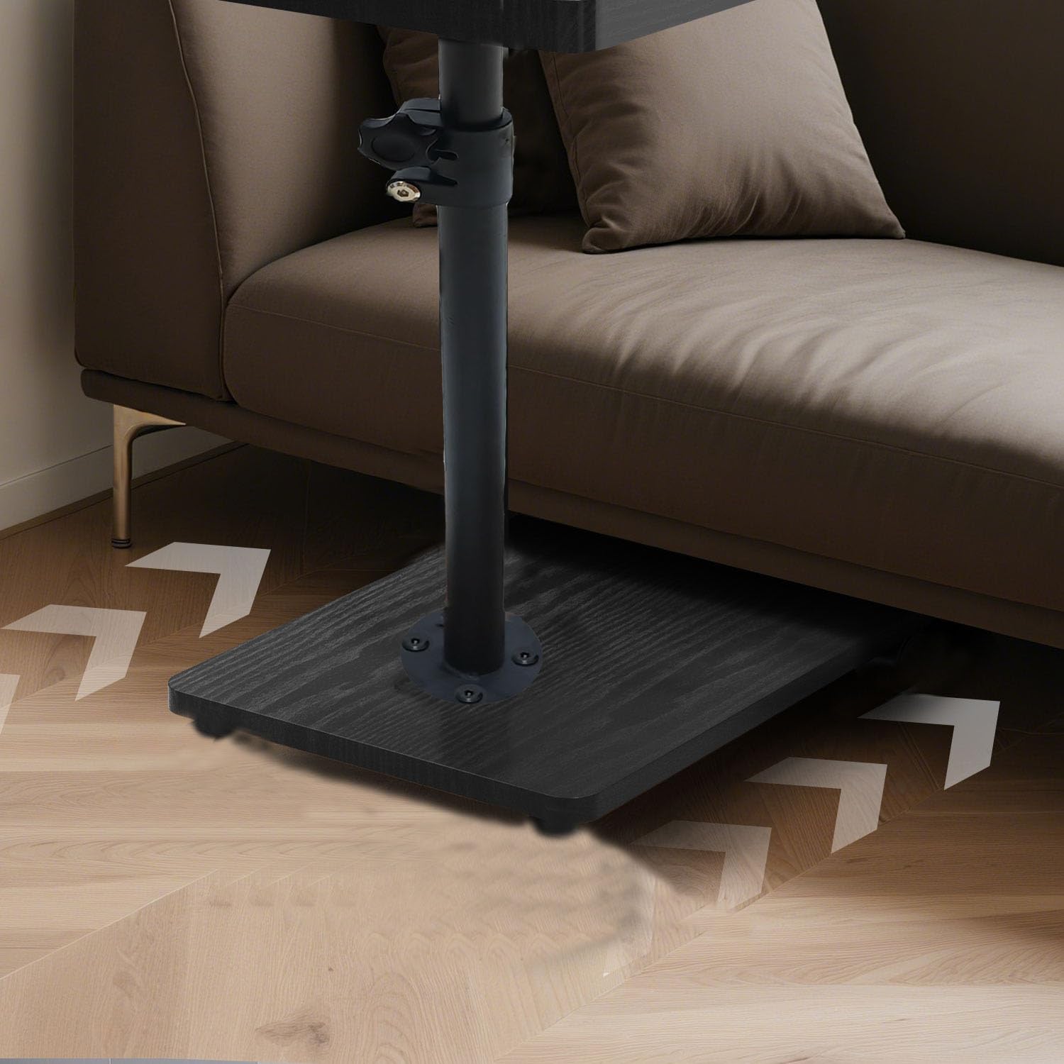 Tavolino Regolabile In Altezza Con Ruote | Piano Girevole 360° E Concavo | Design A Forma Di C Per Divano | Legno Bianco 40x30 Cm