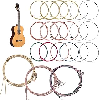 6 Sets of Acoustic Guitar Strings, Replacement Guitar String Acoustic Steel for Acoustic Guitars (2 Set Brass, 2 Set Red Copper, 2 Sets Multicolor)