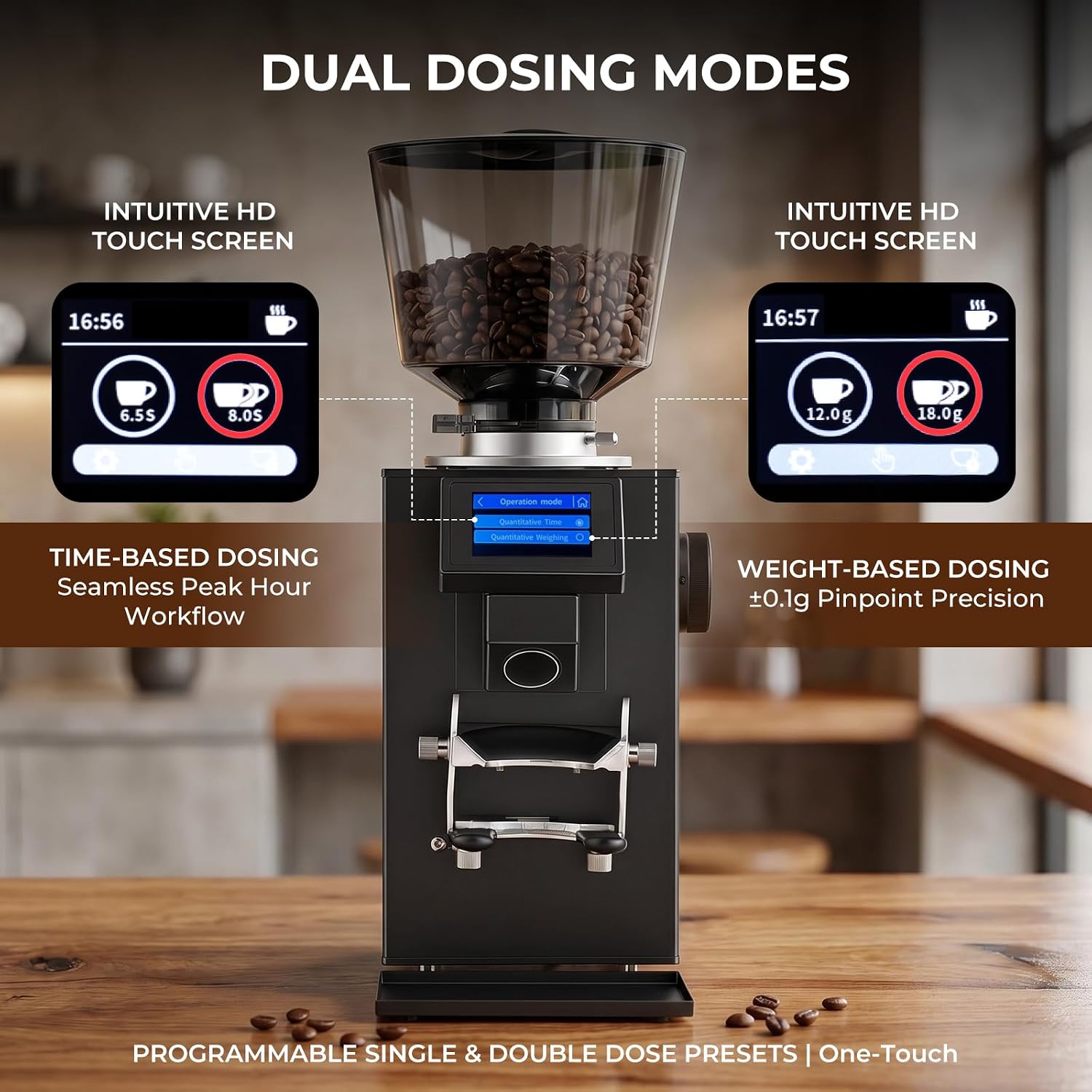 Grind by Weight Commercial Coffee Grinder, 64mm Flat Burr