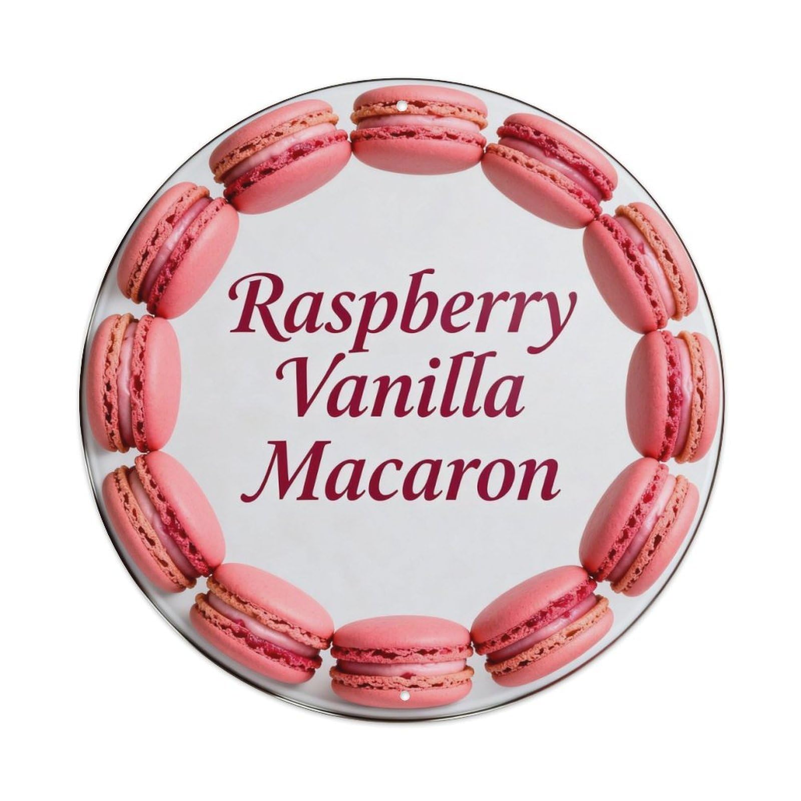 Raspberry Vanilla Macaron Metal Tin Sign Plaque