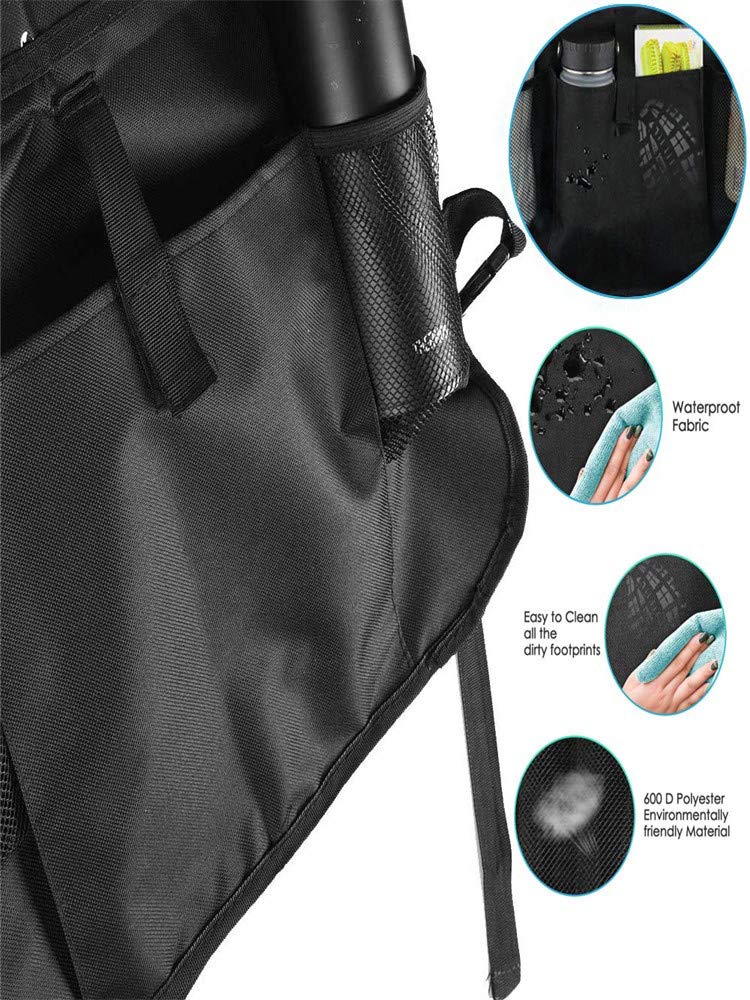 Lot de 2 organiseurs de siège arrière de voiture, lavables, multi-usages, protection de dossier de siège de voiture, rangement multi-poches pour jouet /bouteille/parapluie/iPad 10