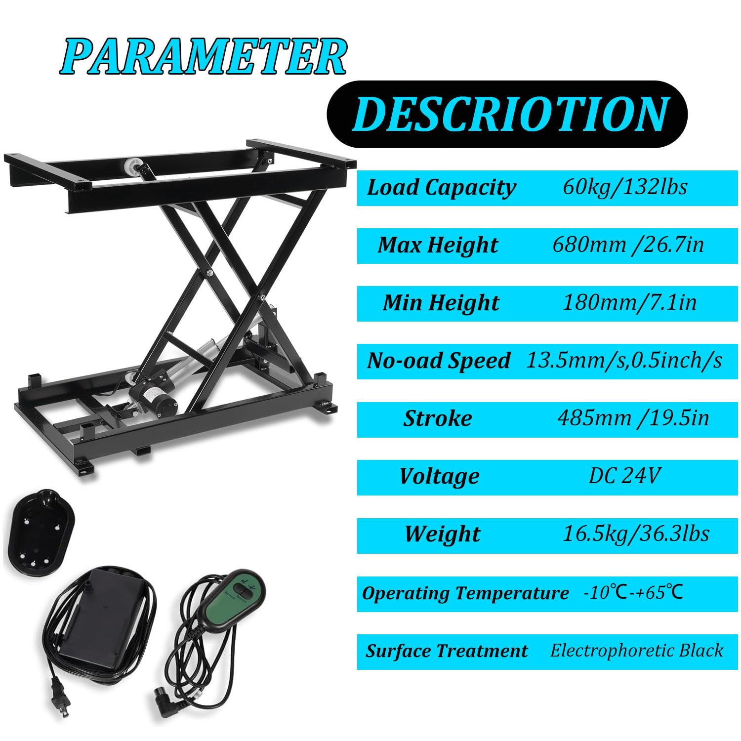 Plataforma de elevación eléctrica ajustable de 7.1 a 26.7 pulgadas, mesa de comedor y café con control remoto súper silenciosa, ideal para manejo y transporte de materiales, mesa versátil de altura