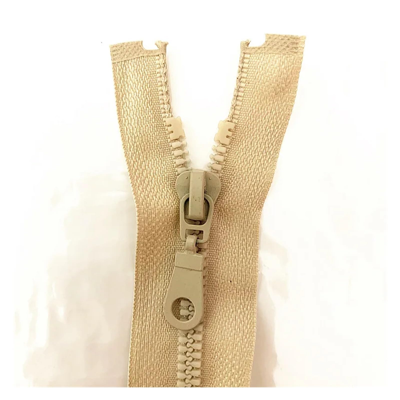 Zippers Nylon Coil, Resin Plastic Zipper Automatic Lock for Sewing Garments Multicolor 55cm (22 Inch) 3mm Width Pack of 2(Beige)