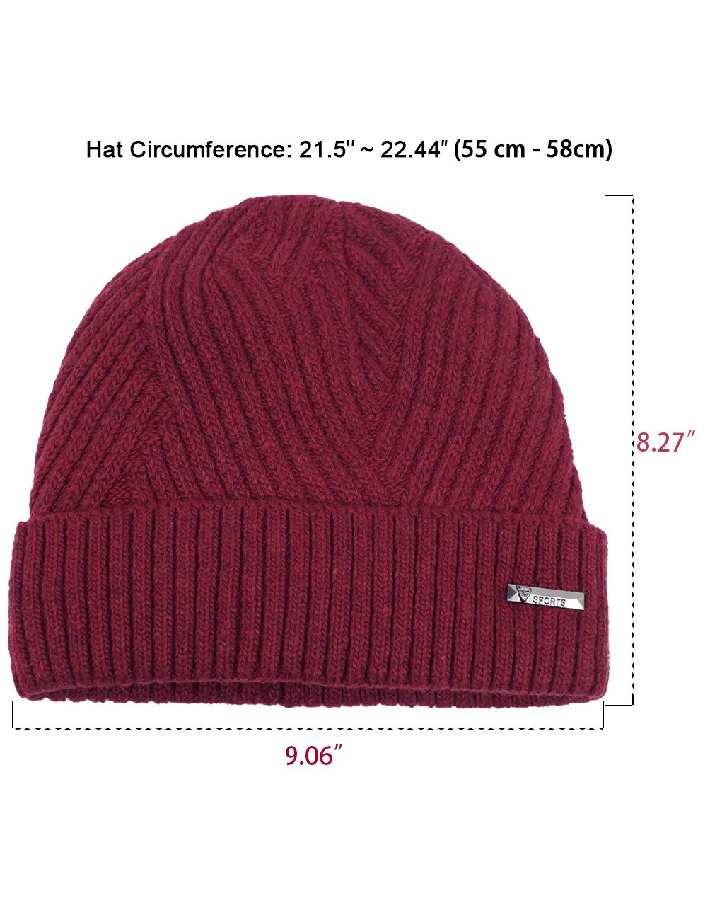 Dahlia Skullies & Beanies - Gorro de lana para hombre, gorro de invierno de punto, forro polar,