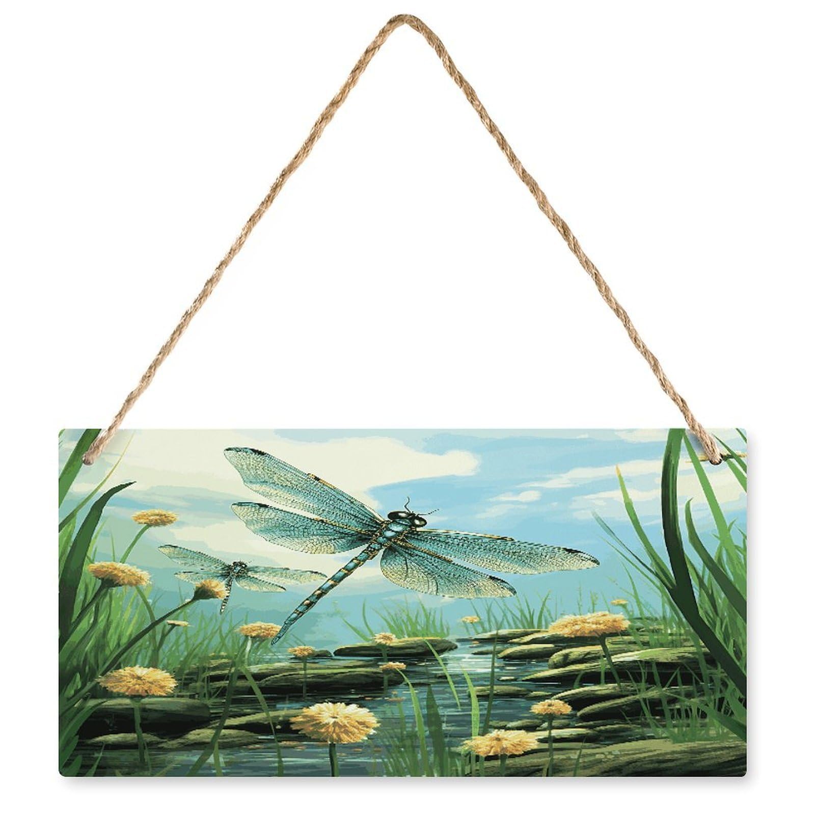 Fodpand Style Dragonflies In Flight Wall Art Wooden Hanging Sign Decor, Artwork For Wall Decoration, Funny Plaque For Bedroom Kitchen Living Room Home Decoration 9.8 X 4.9 Inch