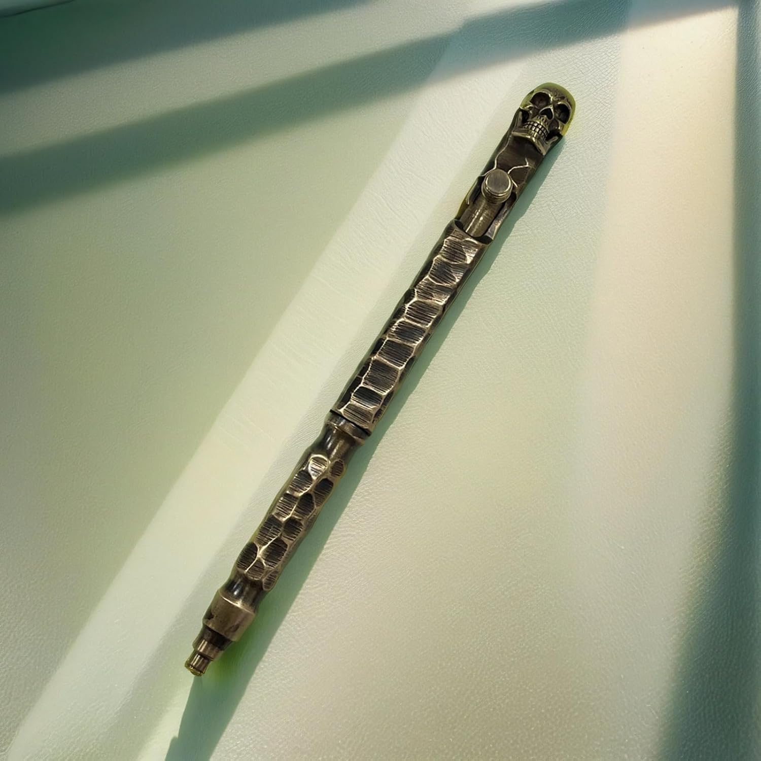 Vintage Bolt Action Pen: Edc Brass Skull Signature Pen Pocket Ballpoint Pen Refillable Refills for Men And Women Writing Gift