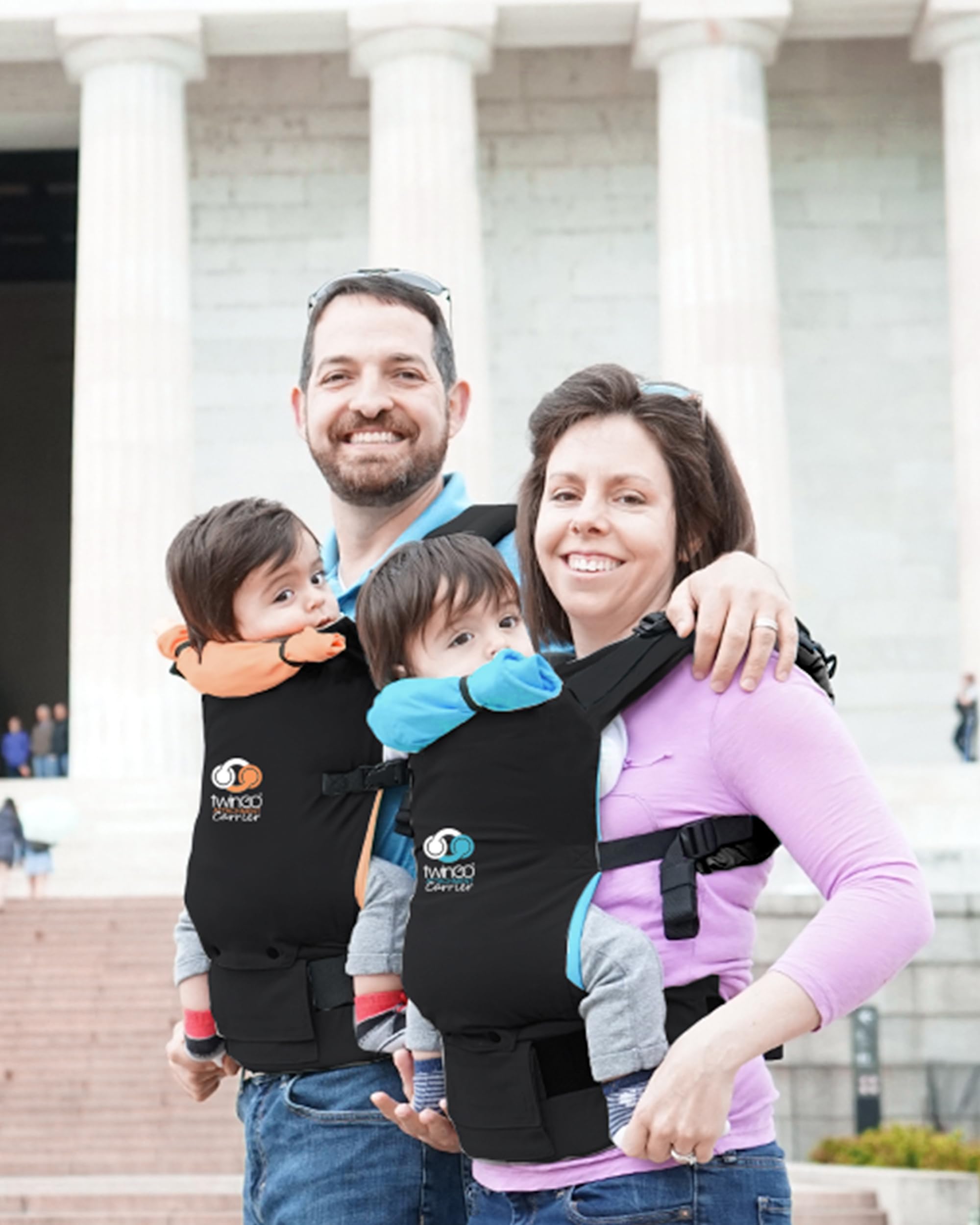 TwinGo Portabebés - Modelo Lite - Negro clásico - Funciona como un portabebés tándem o individual (las correas adicionales se venden por separado). Ajustable para hombres, mujeres, gemelos y bebés de
