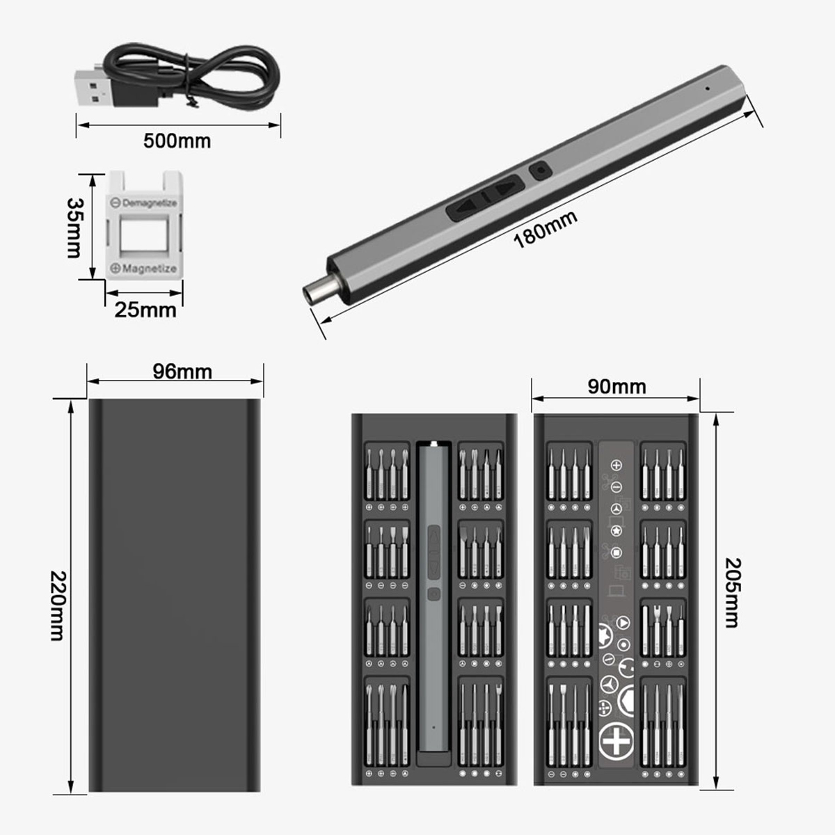 Tournevis Électrique 66 En 1 - Précision, USB Chargeable, Avec LED - Pour Réparation Électronique