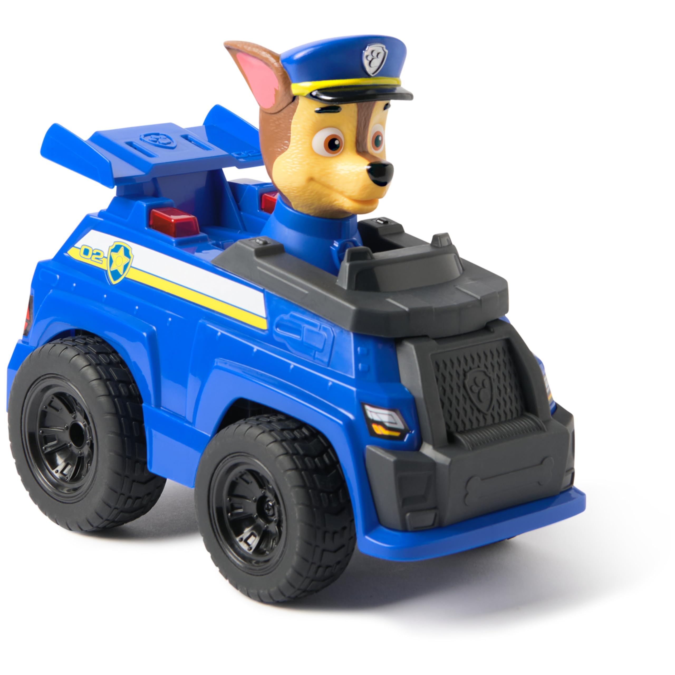 PAW Patrol Chase RC Action Cruiser, zdalnie sterowany samochód ze światłami LED i kontrolerem Easy-Steer, zabawki dla dzieci dla chłopców i dziewcząt w wieku 3 lat i starsze | Łatwy pilot - Efekty świetlne - Naprawiona figurka Chase - Samochód dziecięcy 2