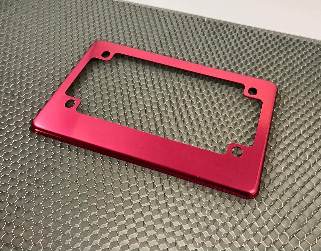 Motorcycle Anodized Aluminum License Plate Frame - Dark Pink