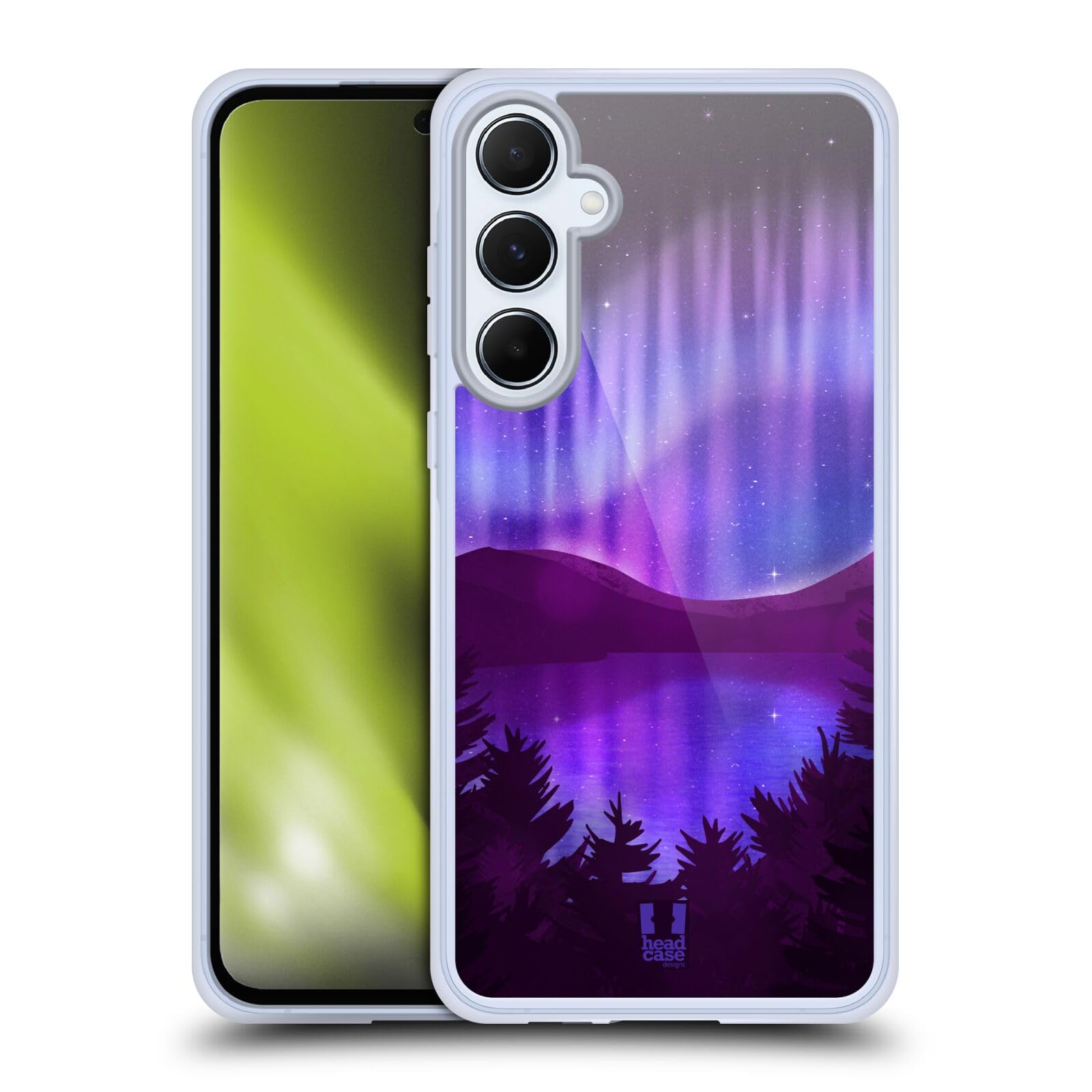 Head Case Designs Lake View Northern Lights Soft Gel Case [Military Grade Protection] Compatible with Samsung Galaxy A55 5G