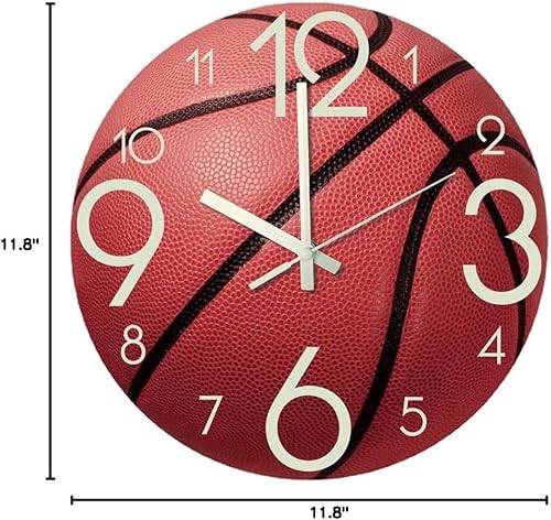 Miniatura 8 de Reloj de pared de baloncesto de 12 pulgadas, luminoso y silencioso para dormitorio, sala de estar, regalos de cumpleaños, Navidad, regalo para