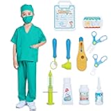 Giaford Doctor Scrubs for Kids Costume Toddler Dress Up Set Toy Kit for Boys and Girls, Age 3-12