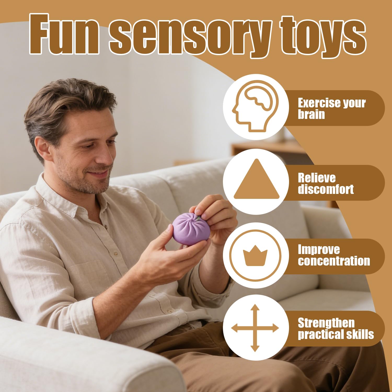 Bollo Antiestrés con Vaporera, 3 Piezas Juguete para apretar sensorial con Bollo Gigante al Vapor, Gigante Squishy Dumpling Juguete, Juguete para Apretars con Bola De Masa, para aliviar la ansiedad — view 5