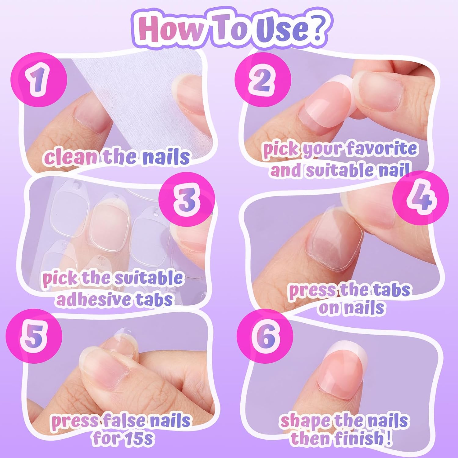 FANDAMEI Press On Nails for Girls, 12 Style Press On Nails for Kids, 6 Sheet Heart Fruit Flower Nail Stickers for Kids, 3D Rhinestone Stickers Face Gems Mermaid Colorful, Nail Art Kit for Girls