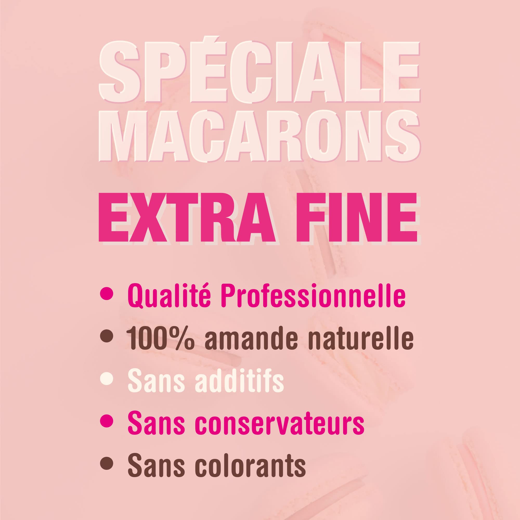 Poudre d'amande extra-fine spéciale macarons (1kg) - Farine d'amande blanche 100% naturelle, sans conservateur et sans additifs - Emballage pratique en boîte hermétique