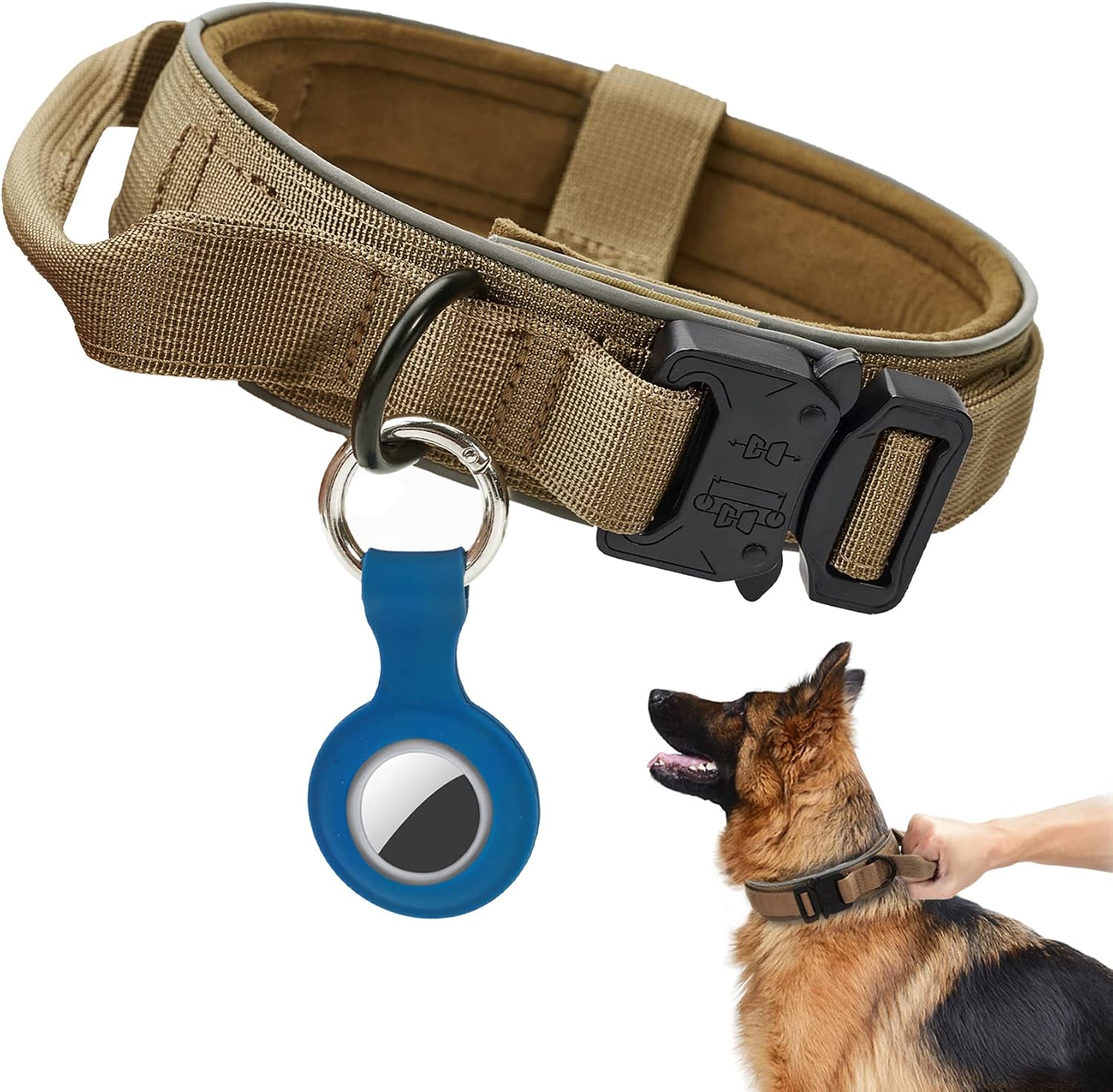 Thankspaw Tactical Dog Collar, Adjustable Military Training Nylon Collar with Handle, Quickly Release Metal Buckle K9 Dog Collar with…