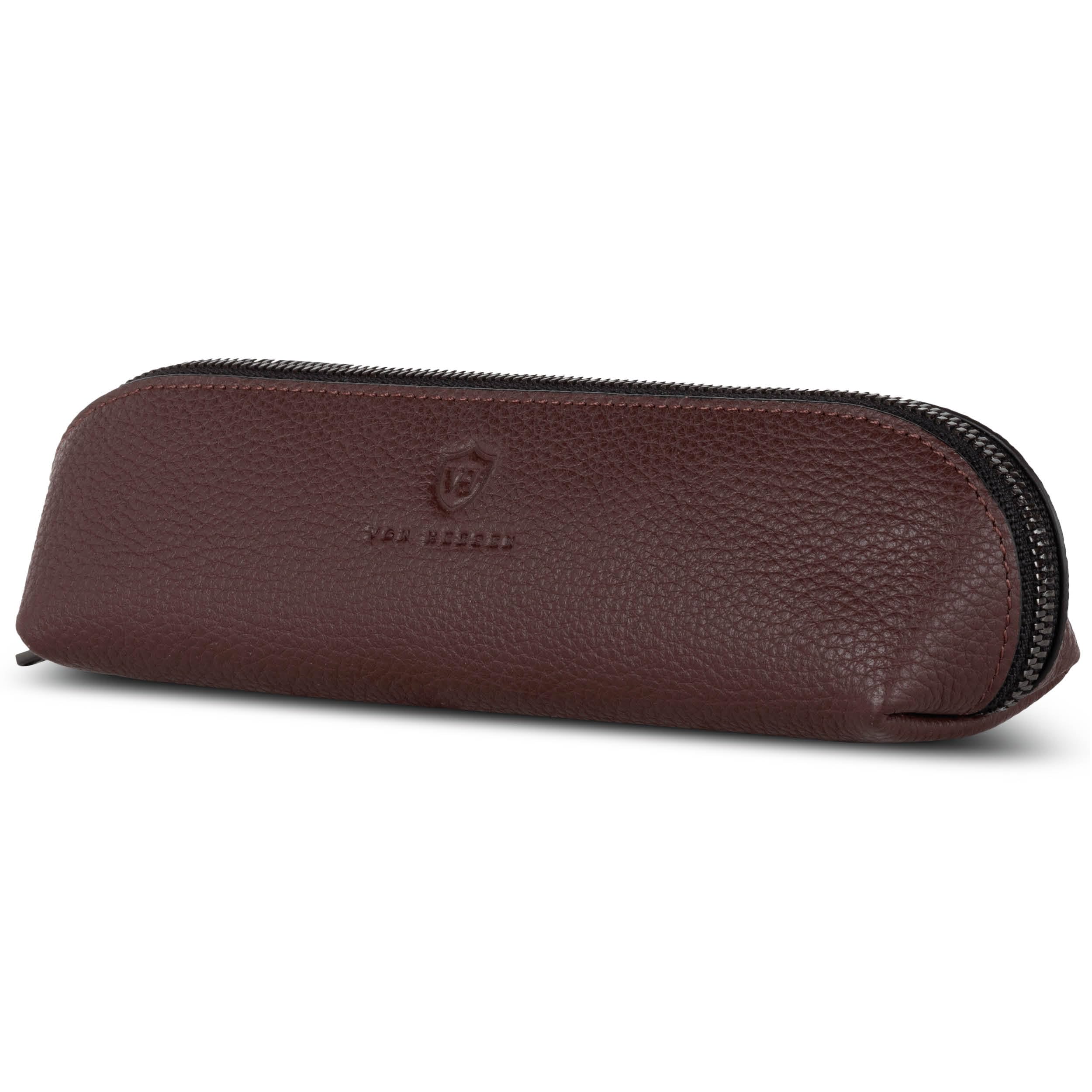 VON HEESEN® Echtleder Federmäppchen Leder Federmappe Etui für Stifte Mäppchen Schule Federtasche Uni Schlampermäppchen
