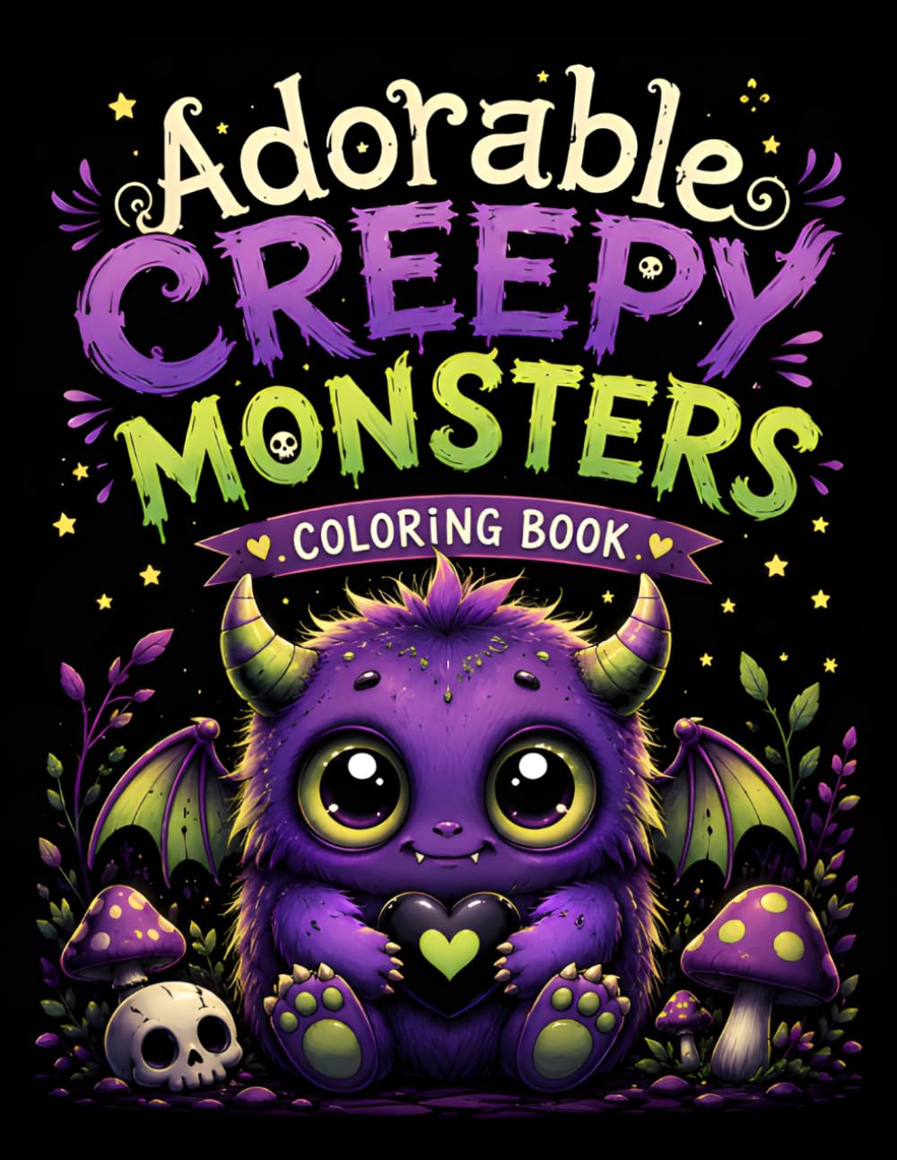 Adorable Creepy Monsters Coloring Book: Fun and Relaxing Coloring Pages Featuring Cute Spooky Creatures and Playful Monster Friends