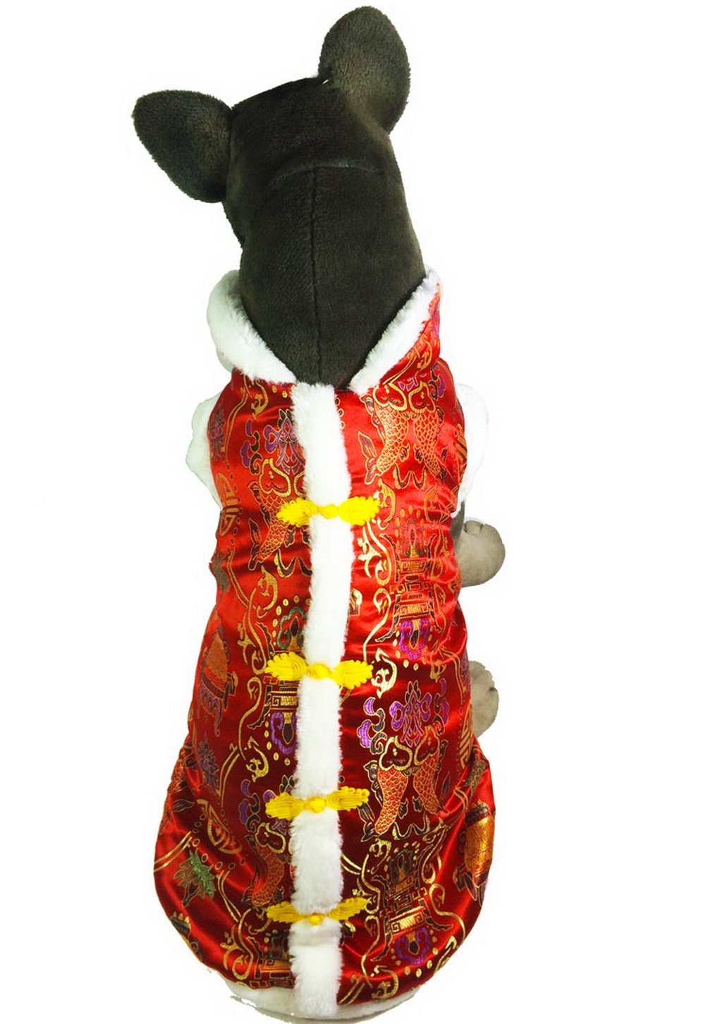 SELMAI Dog Costume Chinese New Year Style Tang Print Jacket Medium Dog Clothes Winter Red 2XL