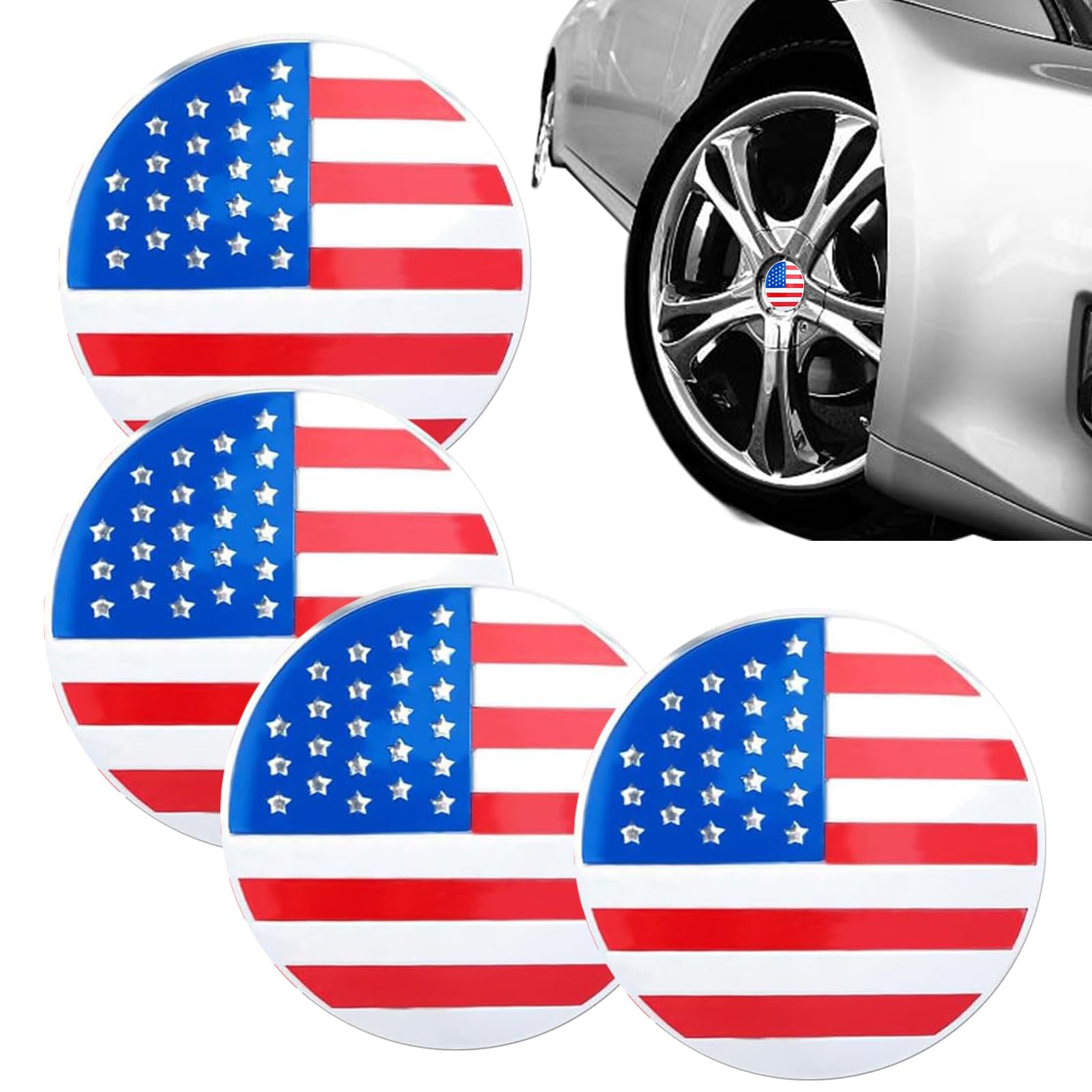 Muiltvoe Wheel Center Cover Decal – 5.6cm Aluminium Alloy, Rim Sticker, Car Emblem | Perfect For SUV Truck Minivan Automotive Hub Cap Decoration Patriotic Vehicle Exterior Accessories