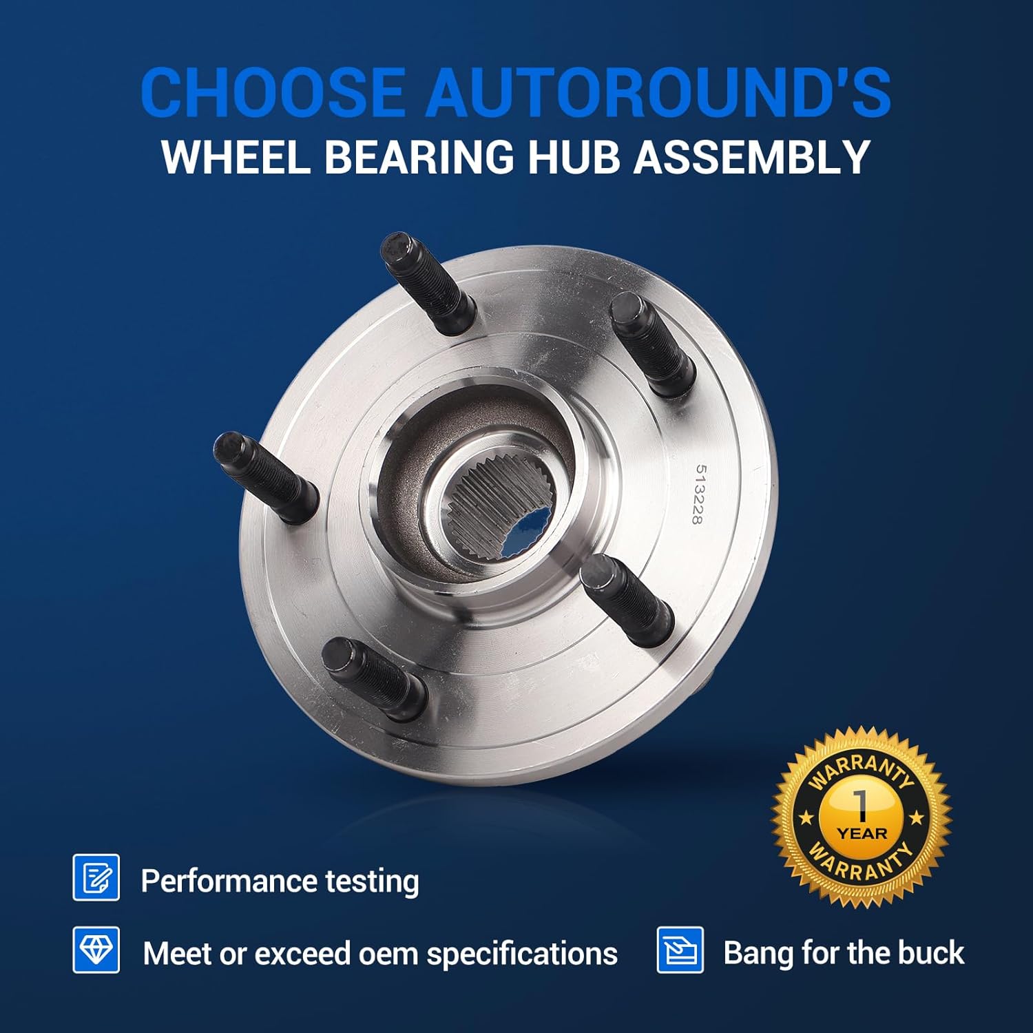 Autoround 513206 Front Wheel Bearing Hub Assembly Fit for Chevy Cobalt 2005-2010, HHR 2006-2011, Saturn Ion 2003-2007, Pontiac G5 2007-2010, Pursuit 2005-2006, 5-Lug w/ABS, 2-Pack