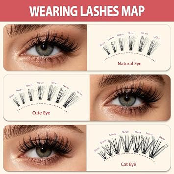 LAVONE Lash Clusters, 280Pcs D Curl 9-16mm Waterproof DIY Individua Lashes