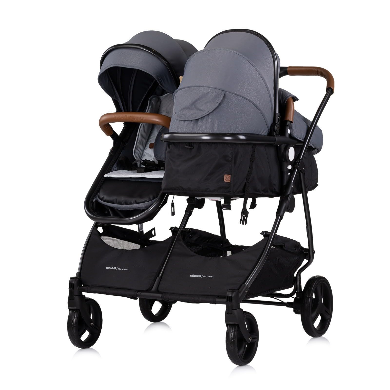 DUO SMART Passeggino gemellare o per bambini di età vicina, larghezza 79 cm, colore grigio senza cosy