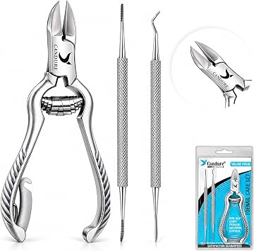 Candure Nail Clippers Cutters Nippers for Thick Toenails Plus Nail Clippers for Fingernails Podiatry Instruments Clippers with Ingrown Toe Nail File Improved Quality