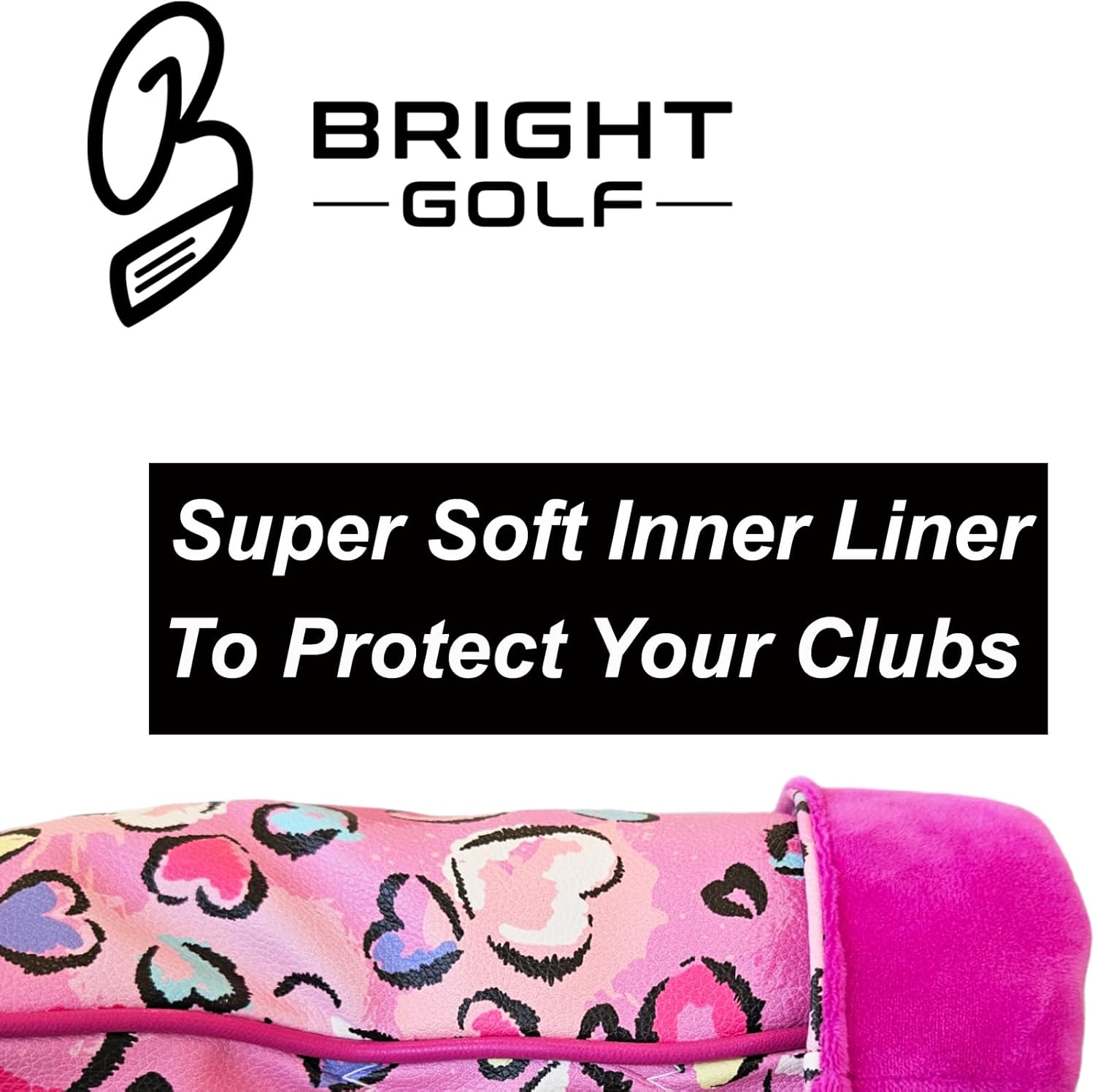 Headcovers 460 CC Driver Head Cover, Fairway Wood, Utility Wood, Pink Hearts Design, Great Golf Gift Idea (3 Piece Set)