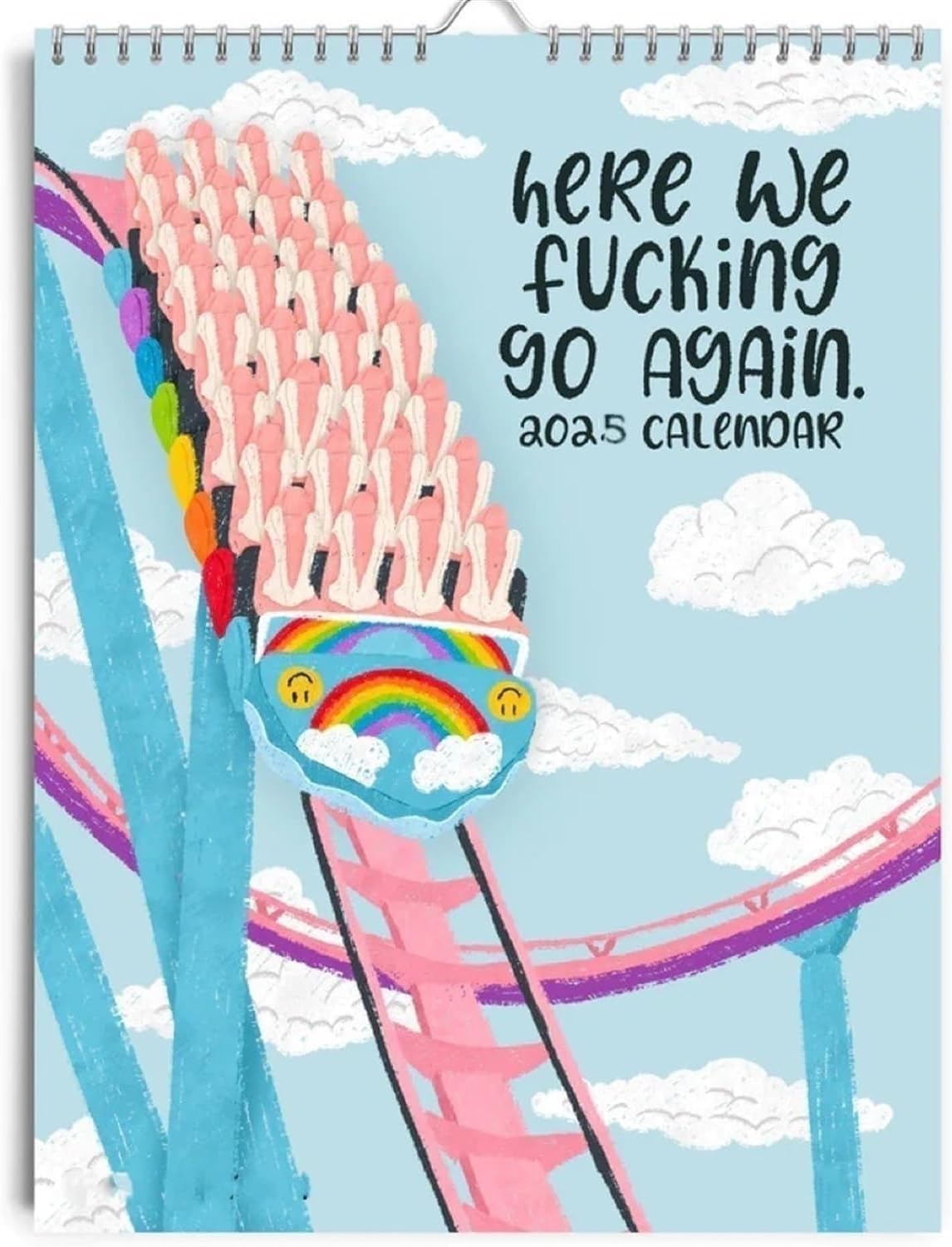 WESUN Here We Go Again 2025 Calendar, Calendar 2025 Planner, 2025 Monthly Friends Advent Calendar, Fun Hanging Month Hanging Calendar, Gag Gifts for Friends