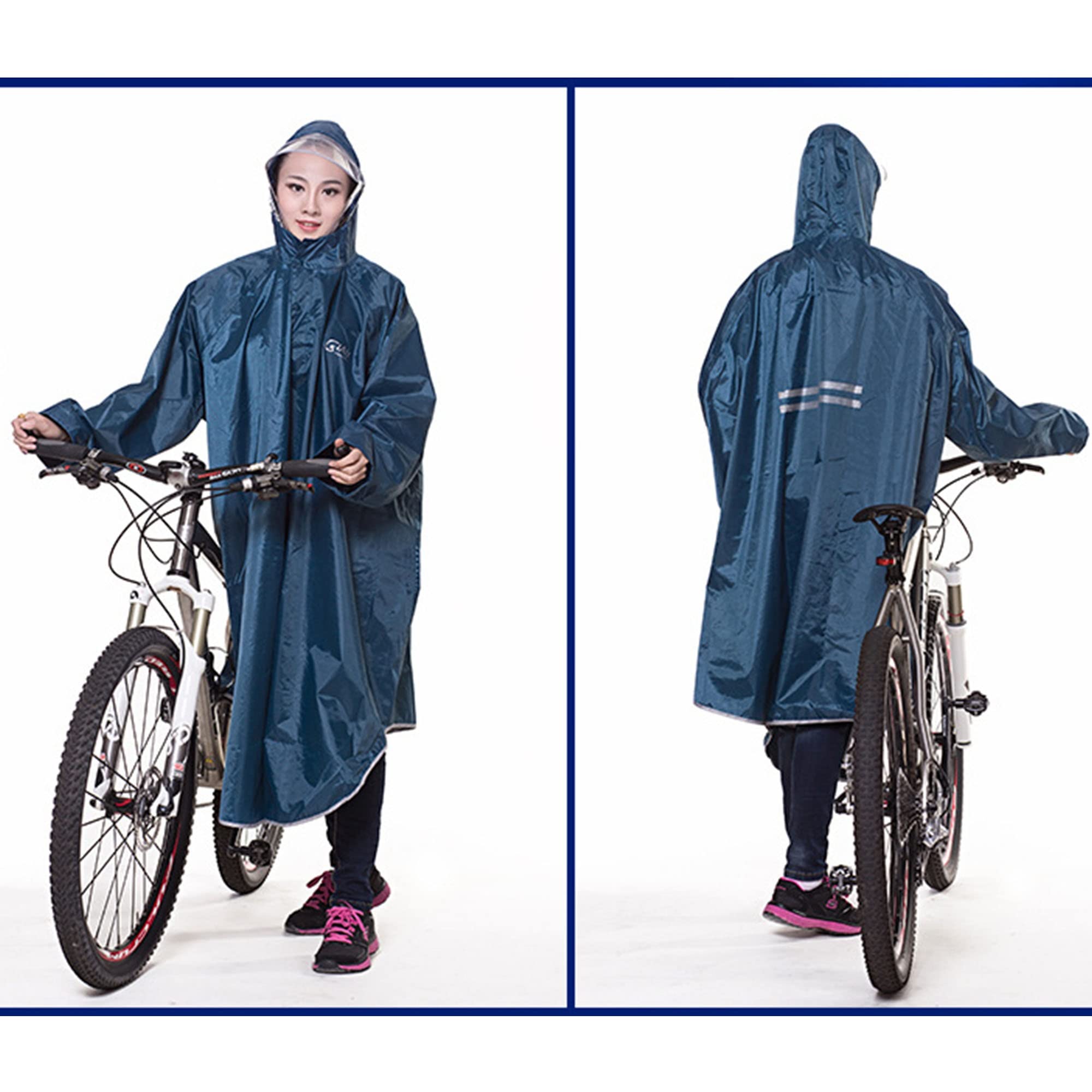 Poncho Antipioggia Impermeabile con Cappuccio e Tesa con Coulisse, Impermeabile Riflettente Uomo Donna Adulto Rain Cappotto di Pioggia per Ciclismo Campeggio Escursionismo Pesca