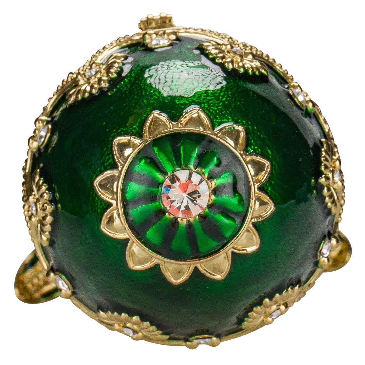 danila-souvenirs Jajko muzyczne w stylu Faberge Szkatułka na biżuterię z figurką wróżki 12,5 cm zielone
