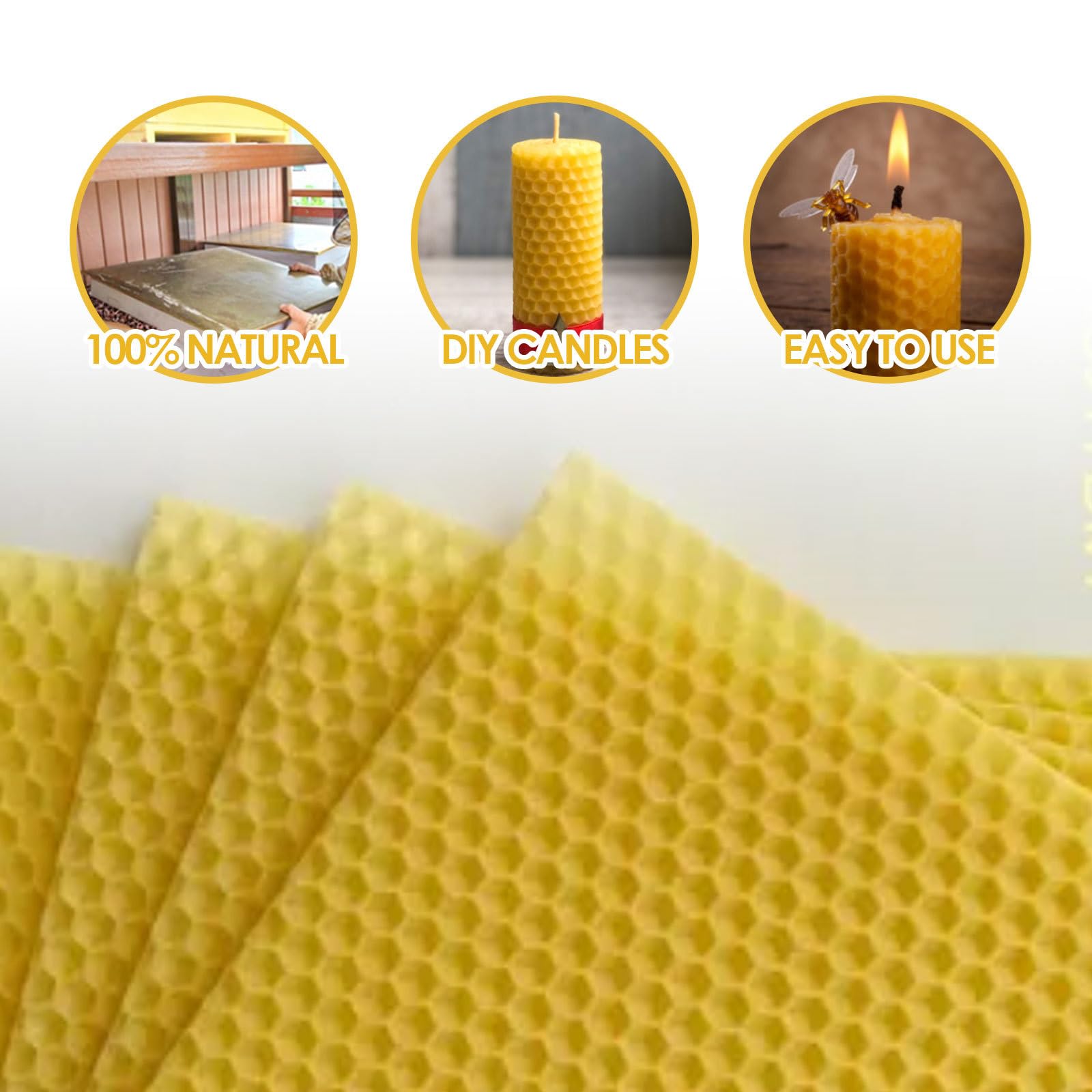 30Pcs Beeswax Sheets for Candle Making, Natural Wax Foundation for Bee Frames, DIY Candle Making Kit, Bees Wax Sheets for Beehives Honey (16.34 x 7.68inch) - Image 4