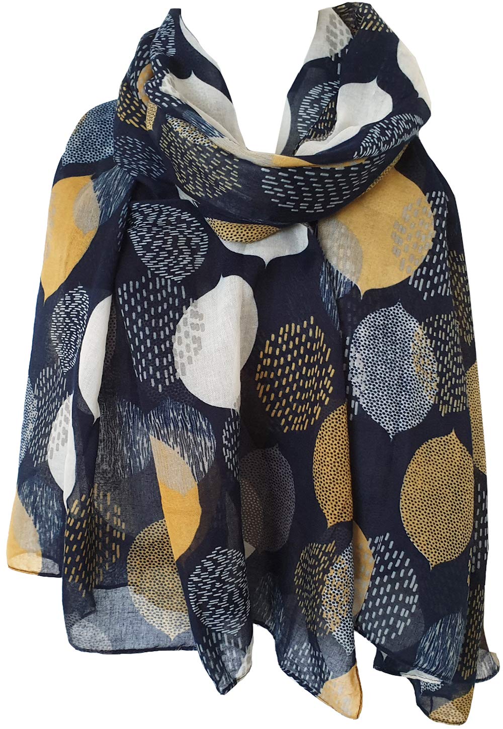 Glamlondon Women's Xl- Blue Beautiful Designed Large Leaves Print Scarf (Xl- Blue)