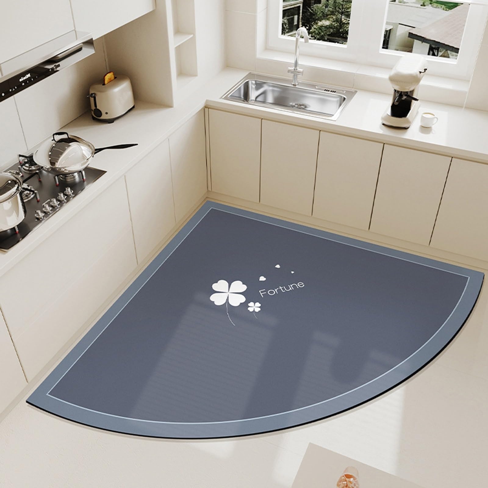 Tapis de cuisine incurvé lavable séchage rapide tapis antidérapant 120x120