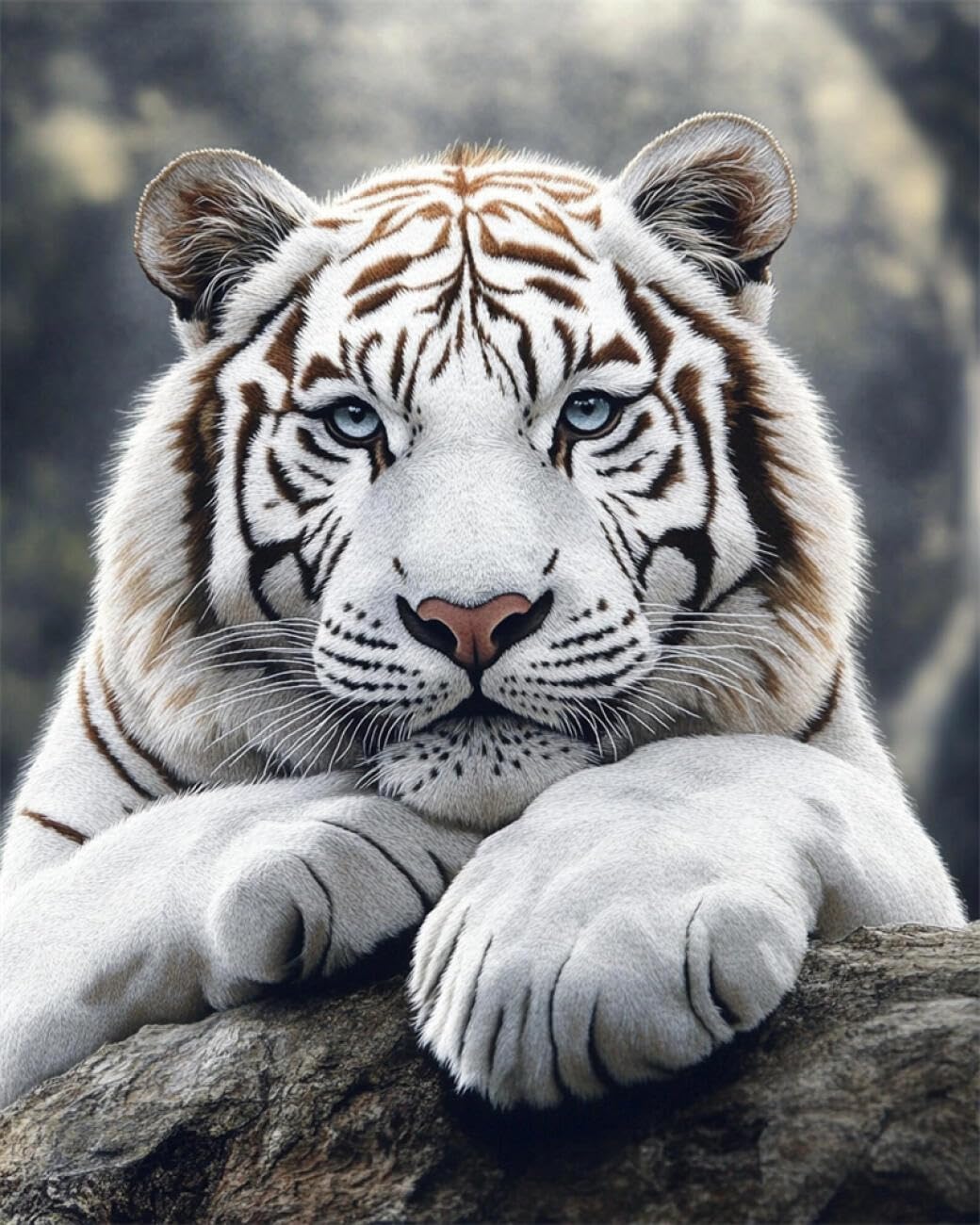 RKFLGEW DIY Embroidery Set White Tiger Portrait 50x70cm