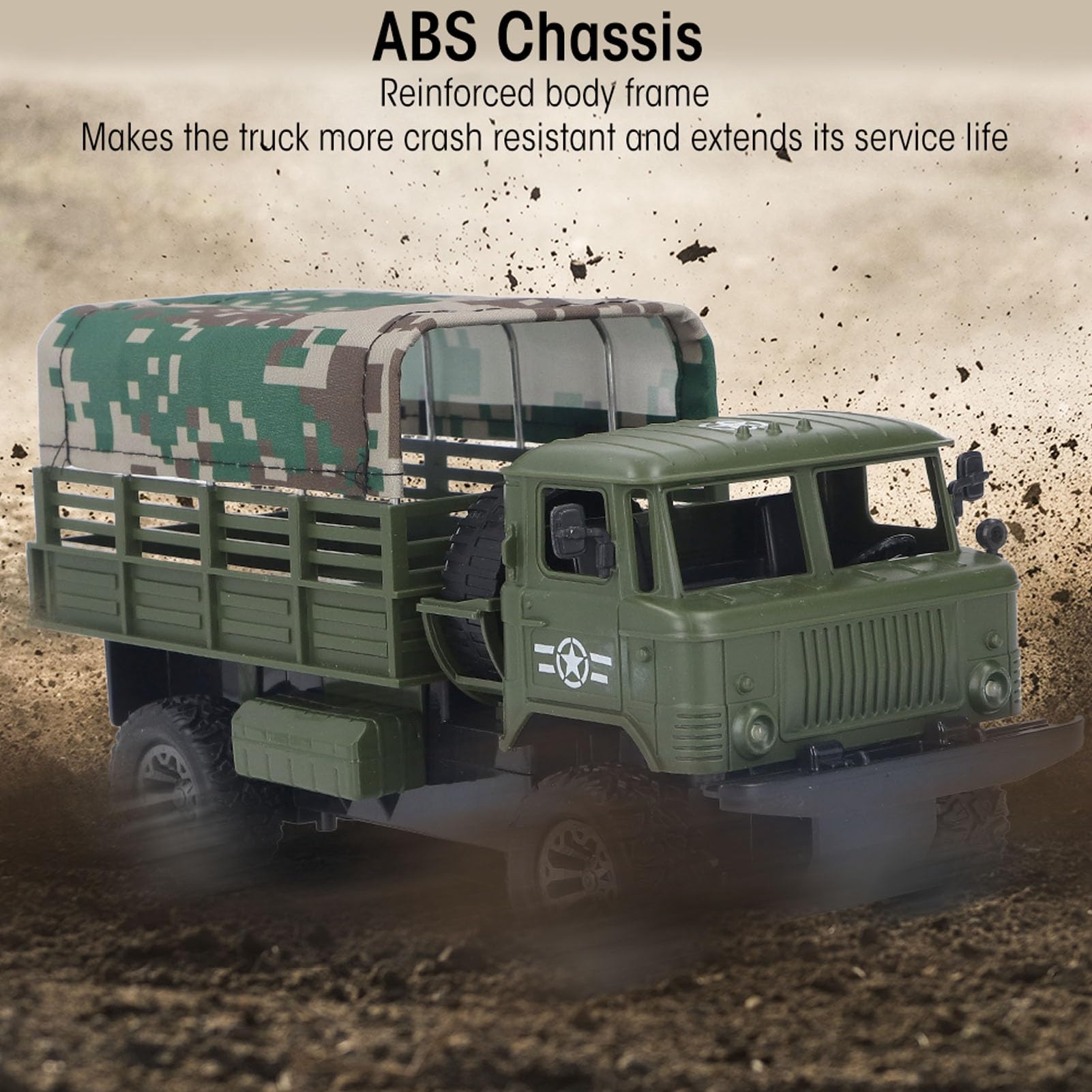 Syrisora Camion Militaire RC, Véhicule télécommandé avec Tente et Lumières Amovibles, pour Garçons et Filles de Plus de 6 Ans (Vert foncé)