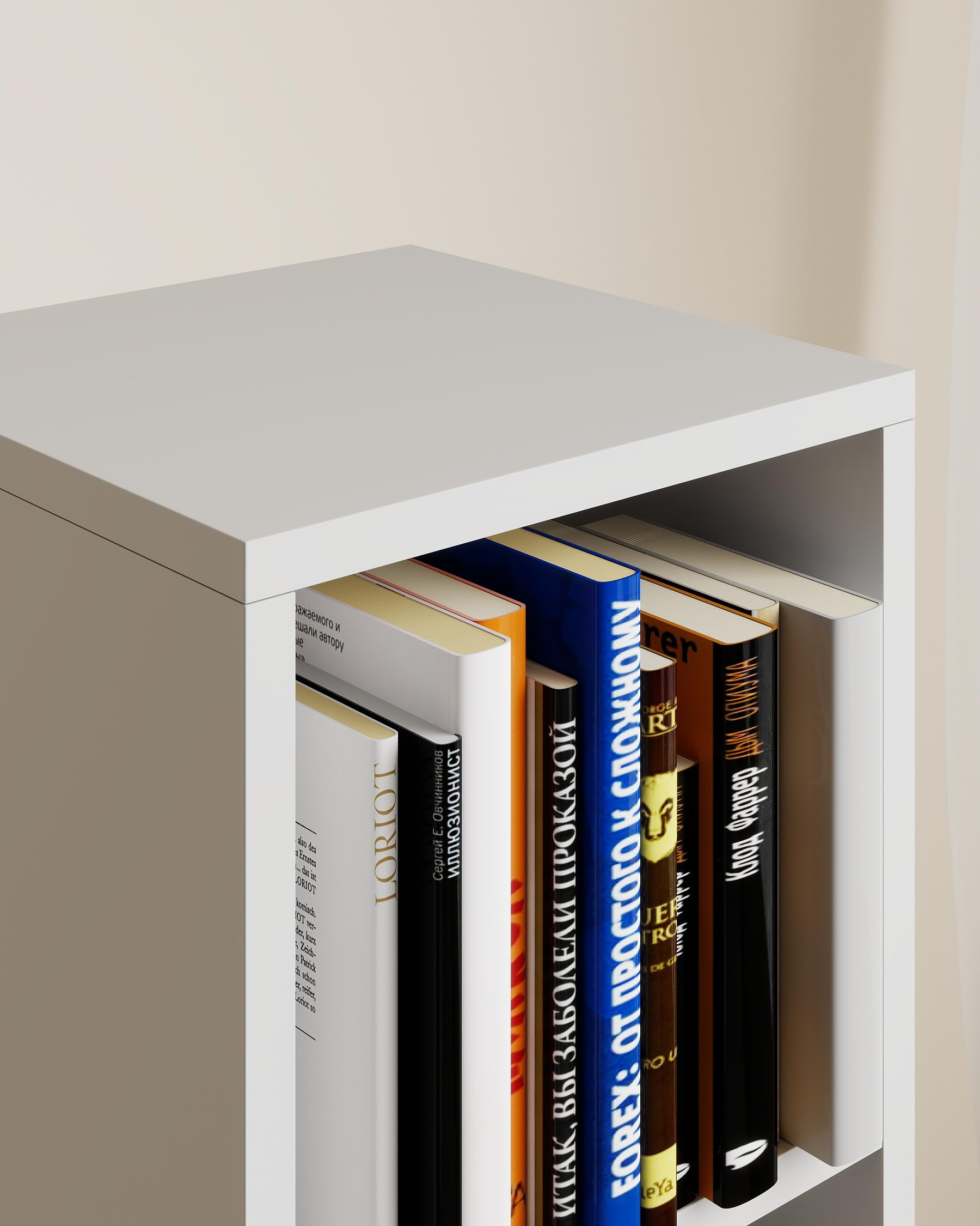 CD Regal schmal Weiß Hochglanz 10 Fächer 20 x 17 x 200 cm Standregal für CDs DVDs schmales Bücherregal