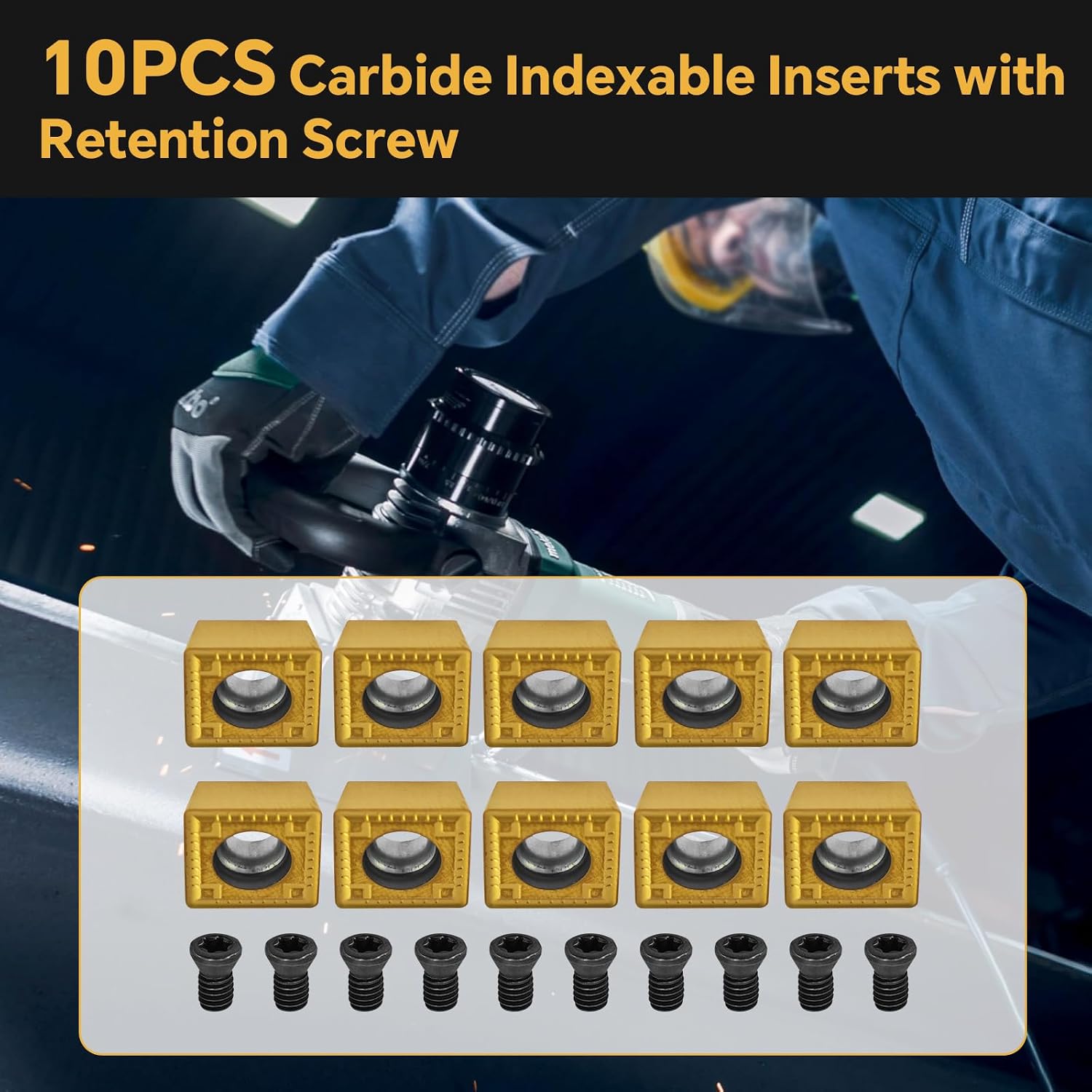 10PCS Carbide Indexable Inserts with Screws Fit for Metabo KFM15 KFM16