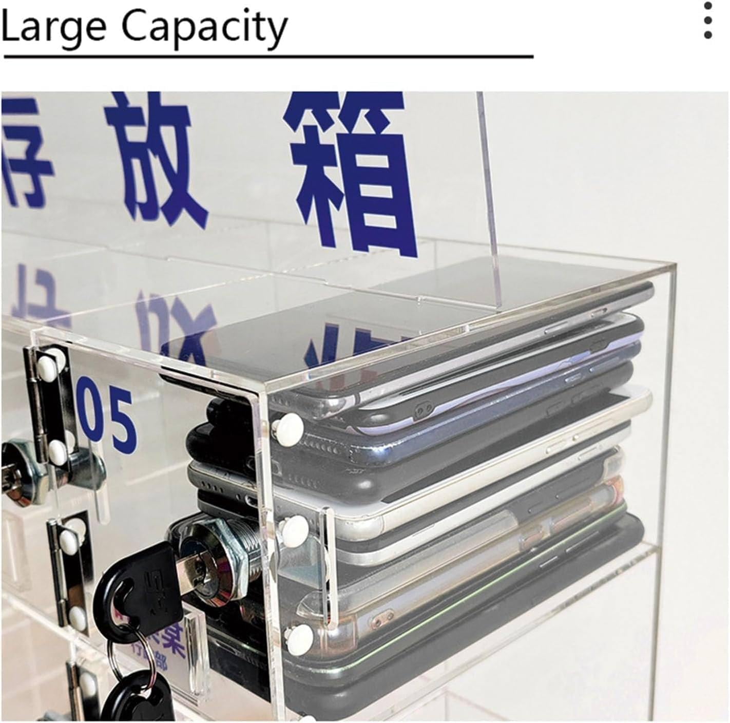 Mobile Phone Storage Box Transparent Acrylic Mobile Phone Security Locker with Key,Wall-Mounted Cell Phone Locker Cabinet, Clear Storage Box for 15 Phones, Secure Cell Phone Organizer for Sc