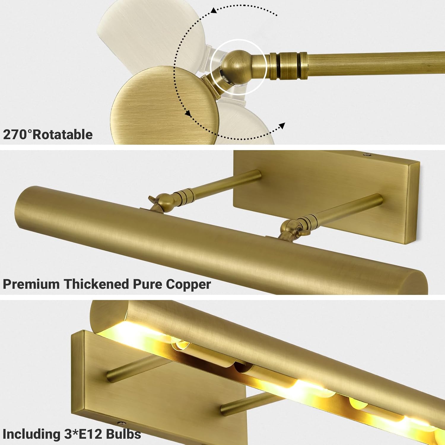 Black Picture Light, 18inch Hardwired Picture Lights, Rotatable Picture Lights for Wall, Wall Lights for Pictures, Linear Art Light for Wall Painting Display Artwork Portrait Black Picture Light, 18inch Hardwired Picture Lights, Rotatable Picture Lights for Wall, Wall Lights for Pictures, Linear Art Light for Wall Painting Display Artwork Portrait