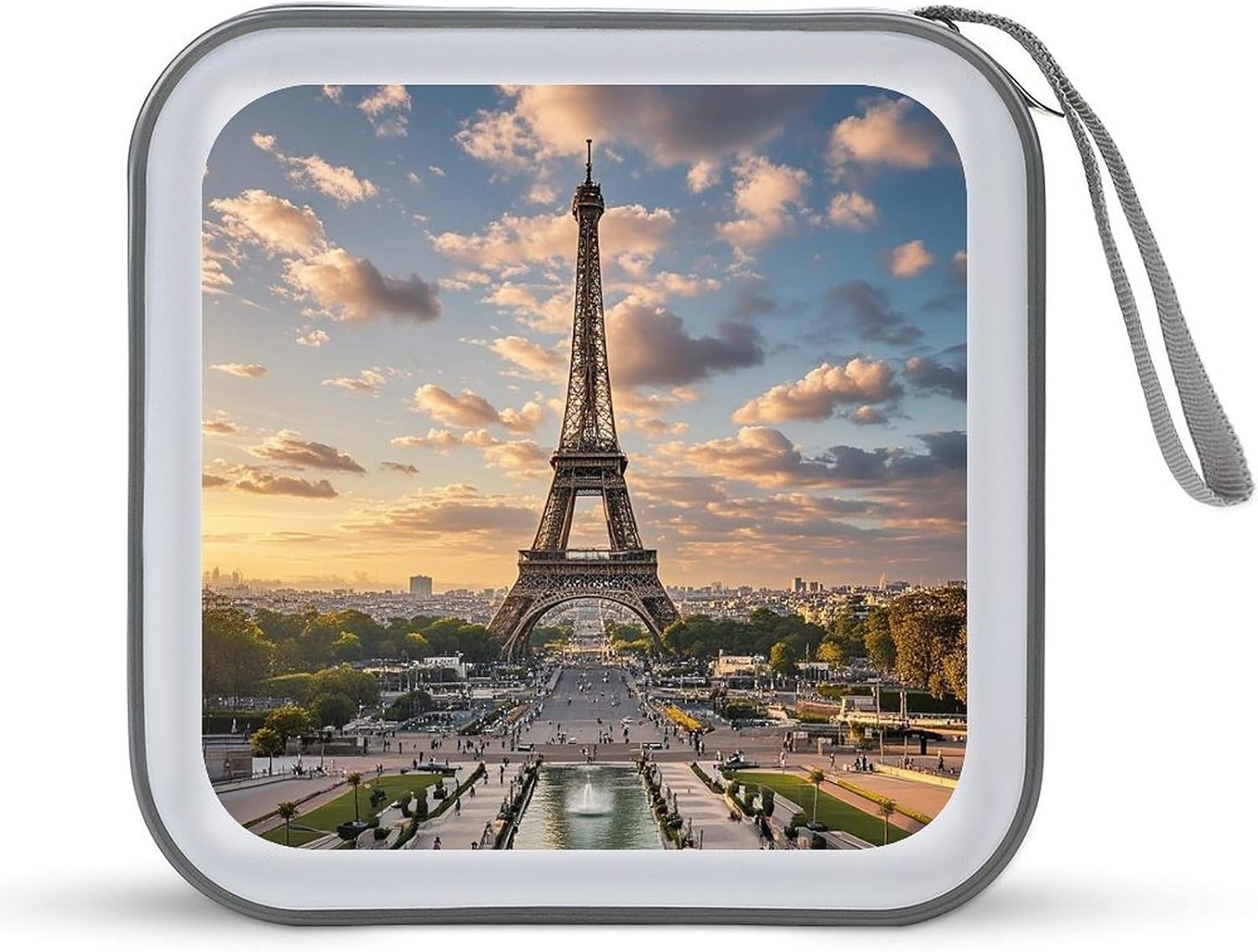 French Paris Tour Eiffel Tower DVD Case, 40 Capacity CD Case Holder with Zippers, Portable CD Holder Hard Plastic Disc Cases Personalized DVD Wallet Organizer for Car Home Travel